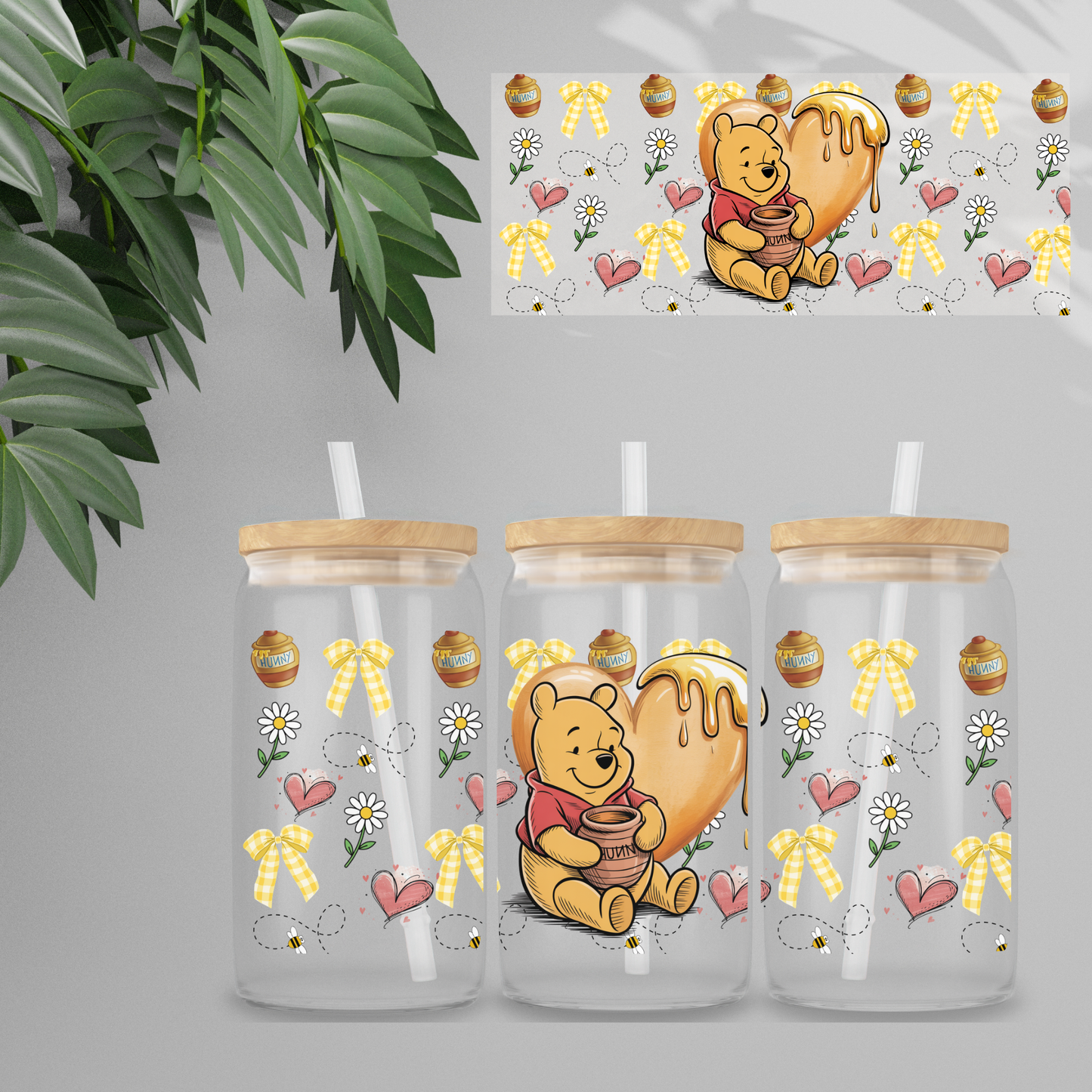 Double Sided UVDTF Wrap | 16oz Tumbler Transfer | 24cm x 11cm | Honey Bear & Friends | 7