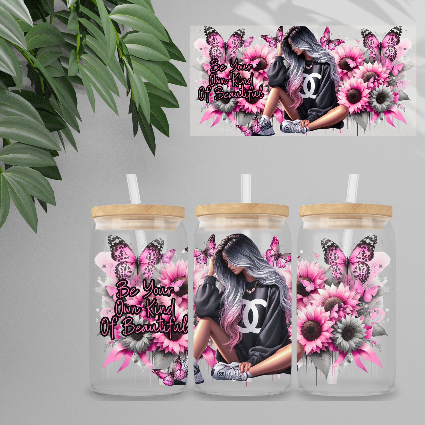 Double Sided UV DTF Wrap 16oz Tumbler Transfer (24cm x 11cm) Design 49