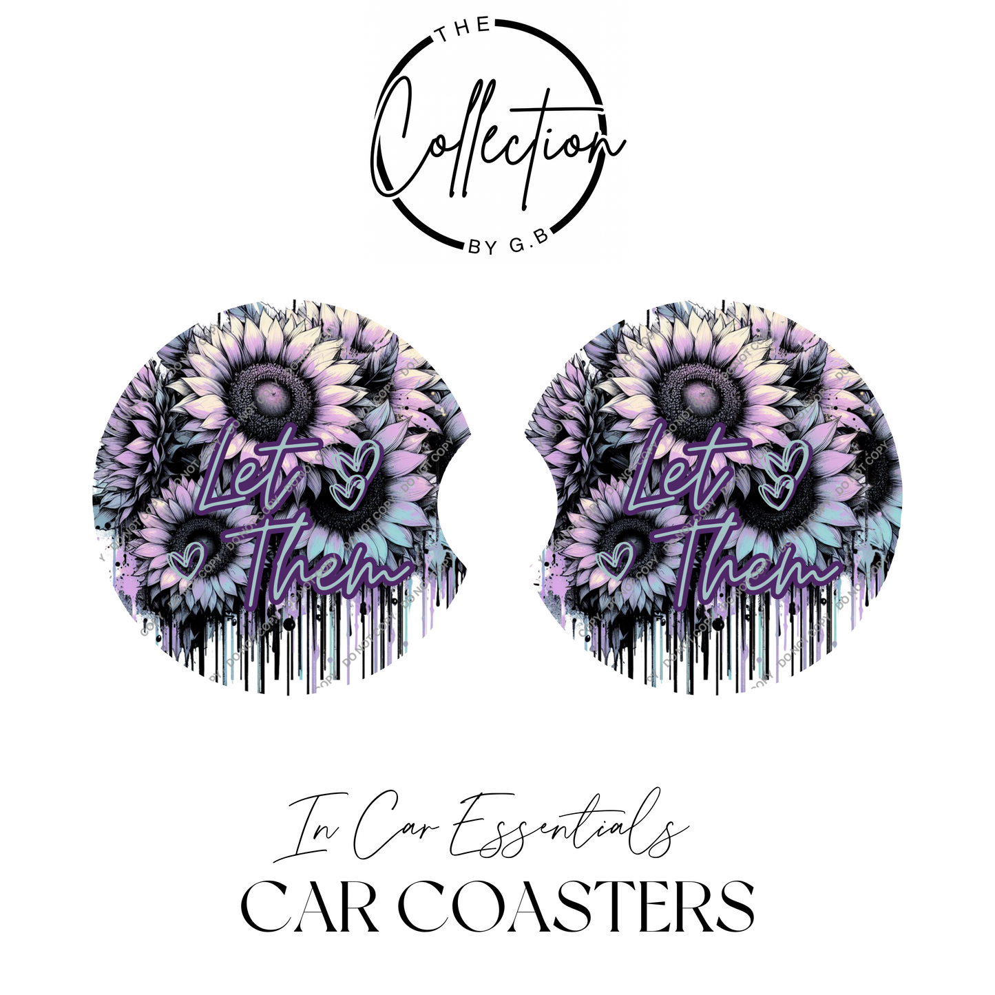 Neoprene Car Coaster Set | Absorbent Cup Holder Protectors | Stylish Car Accessory | Design 44