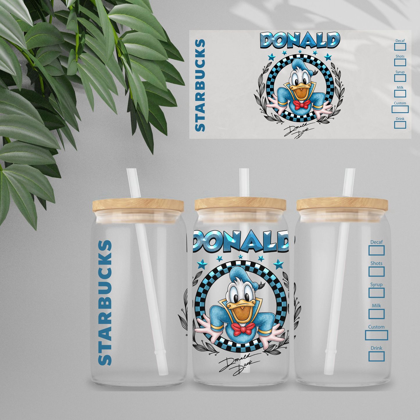 Double Sided UV DTF Wrap 16oz Tumbler Transfer (24cm x 11cm) Design 64