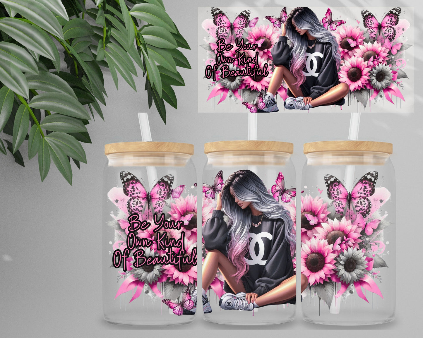 Double Sided UV DTF Wrap 16oz Tumbler Transfer (24cm x 11cm) Design 49