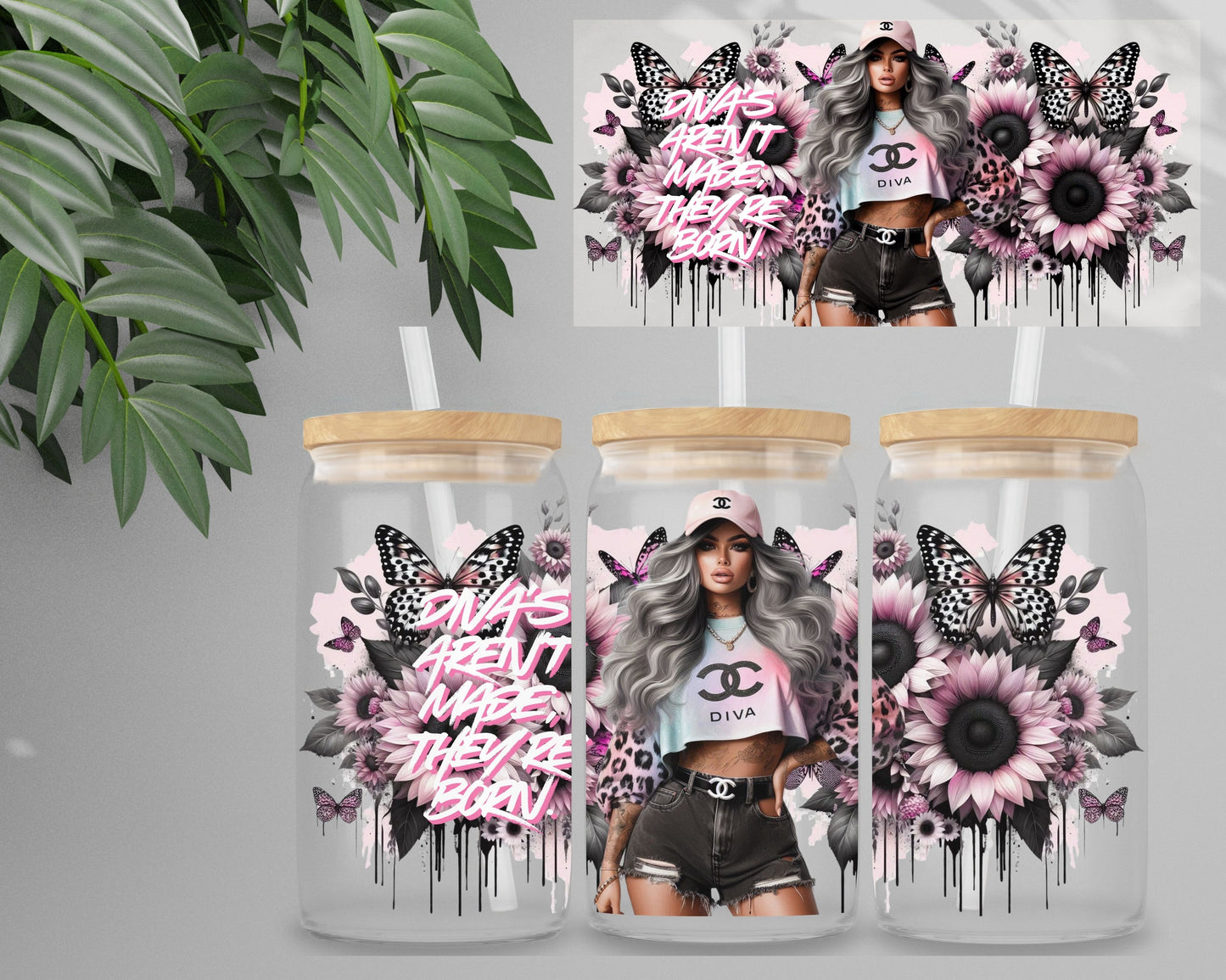 Double Sided UV DTF Wrap 16oz Tumbler Transfer (24cm x 11cm) Design 50