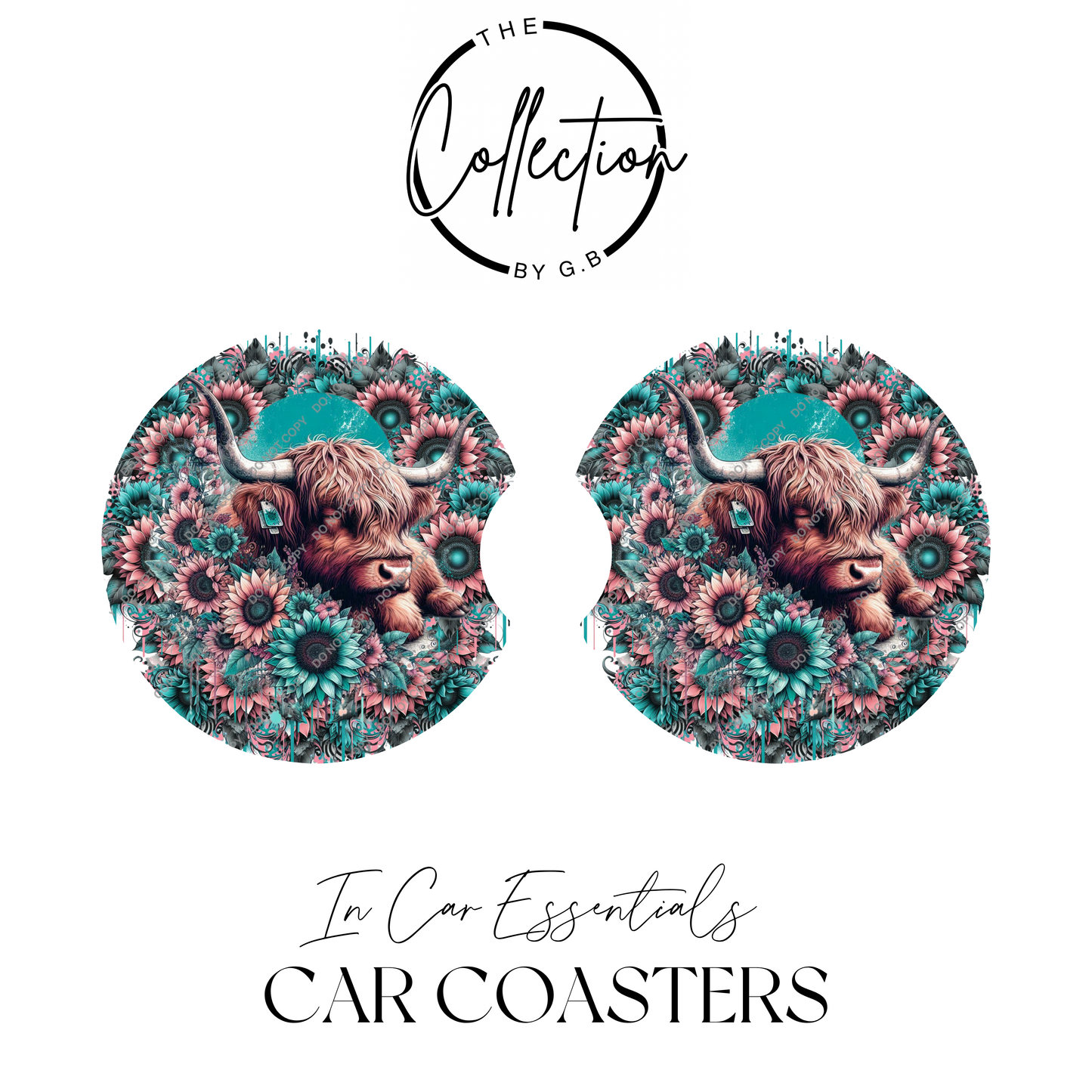 Neoprene Car Coaster Set | Absorbent Cup Holder Protectors | Stylish Car Accessory | Design 73