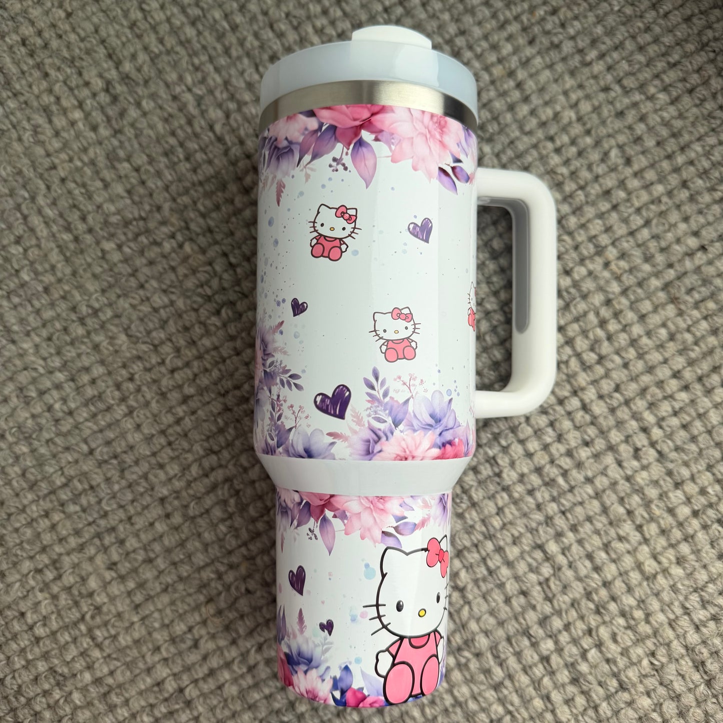 40oz Stainless Steel Tumbler | Insulated Drinkware | kitty Pink, blue and purple