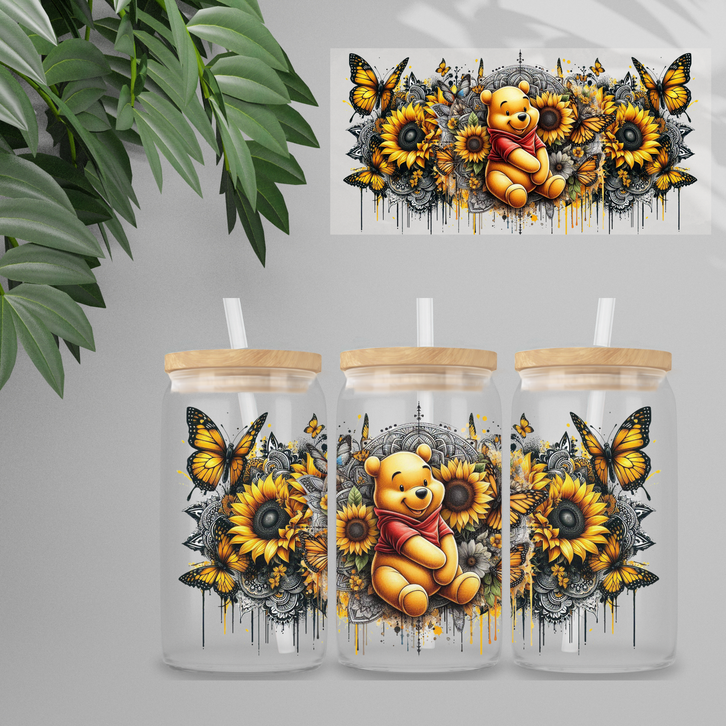 Double Sided UVDTF Wrap | 16oz Tumbler Transfer | 24cm x 11cm | Honey Bear & Friends | 50