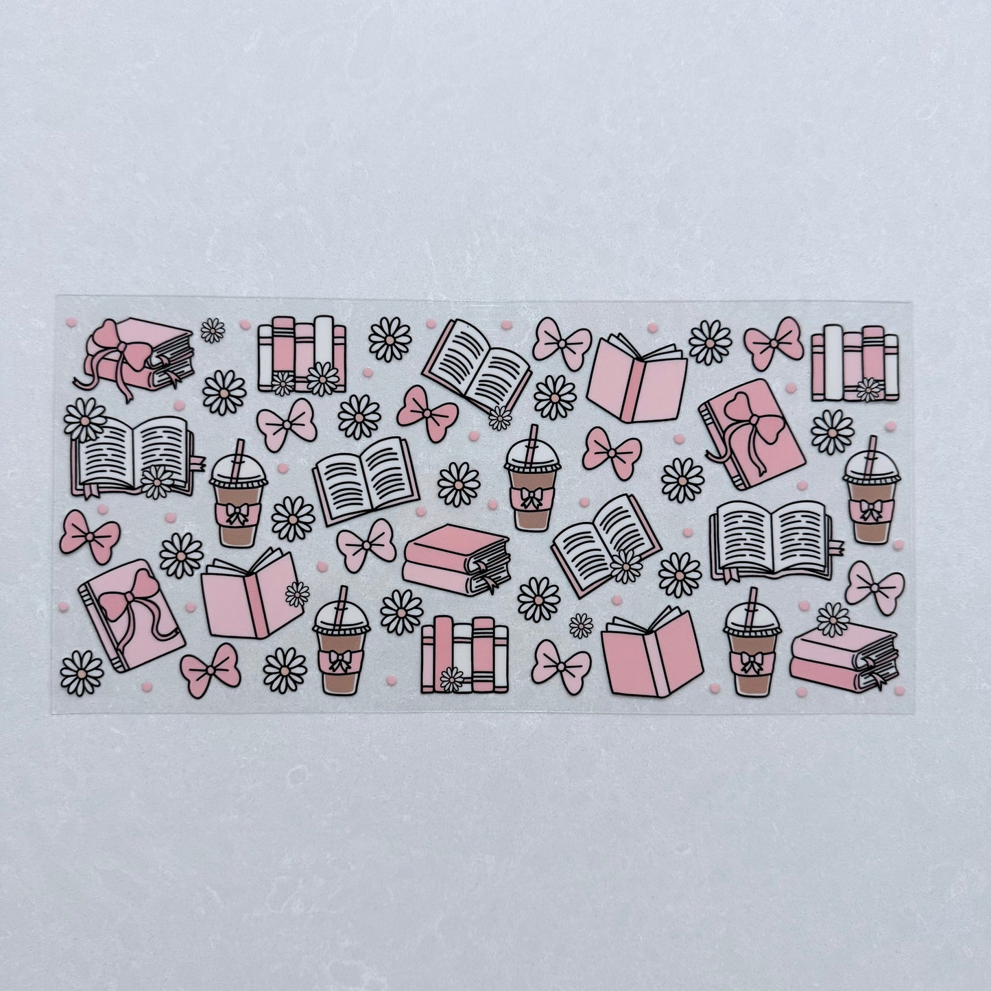 Single Sided UV DTF Wrap 16oz Tumbler Transfer (24cm x 11cm) ice coffee bookish