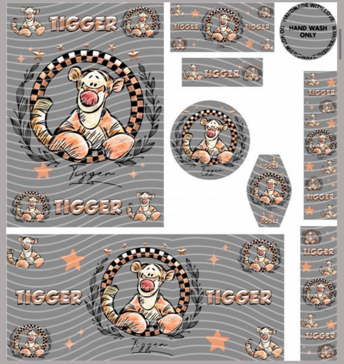 Premium 8-in-1 UVDTF Wraps | Multi Design Transfer Pack | Ready to Apply | Design 36