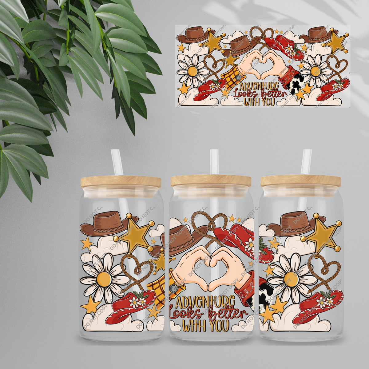 Double Sided UVDTF Wrap | 16oz Tumbler Transfer | 24cm x 11cm | characters 190