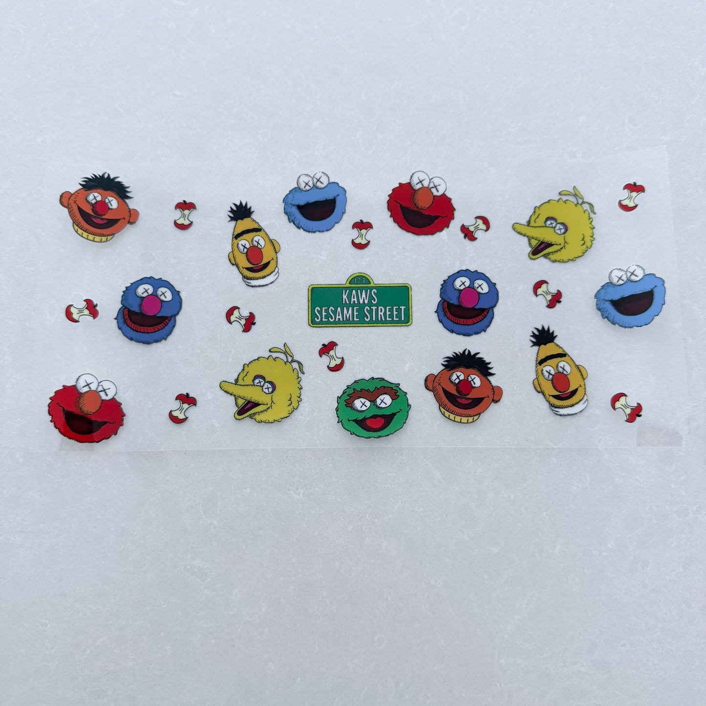 Single Sided UV DTF Wrap 16oz Tumbler Transfer (24cm x 11cm) big yellow bird and friends