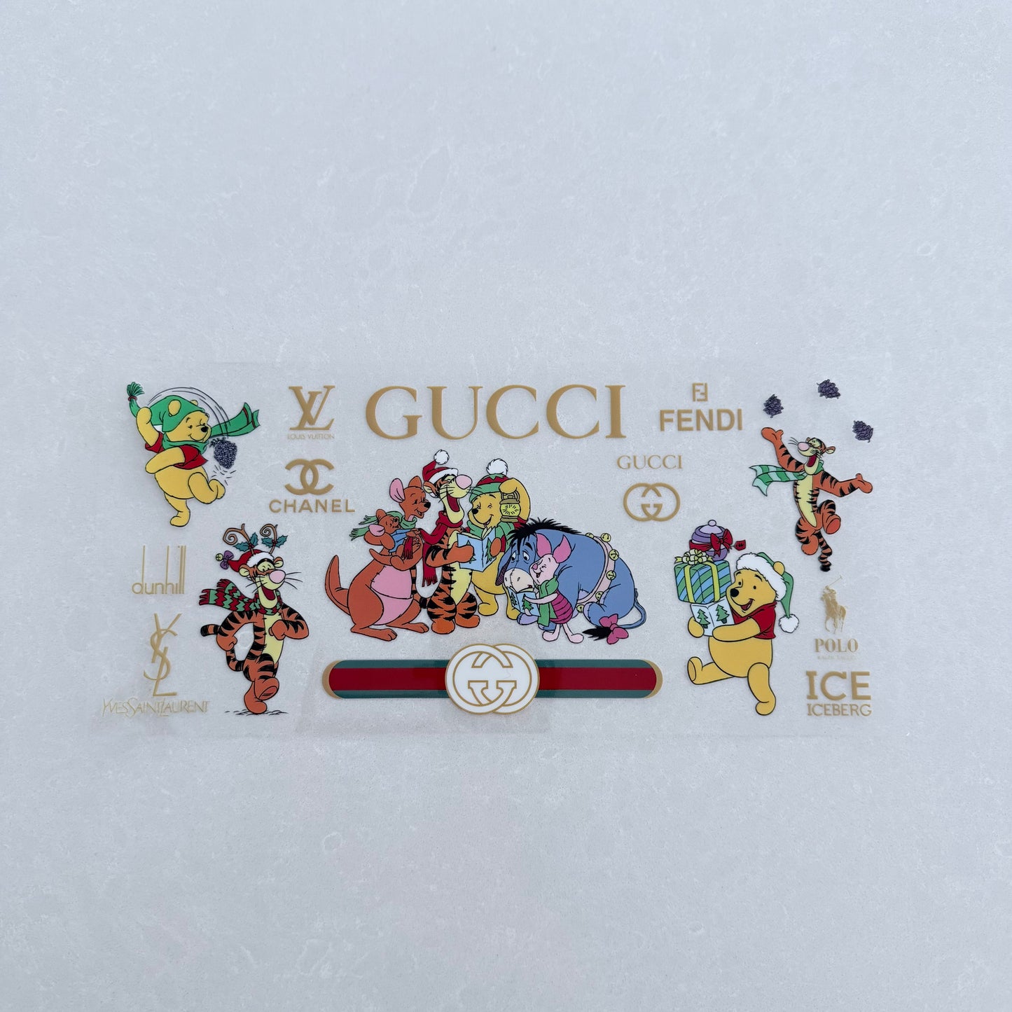 Single Sided UV DTF Wrap 16oz Tumbler Transfer (24cm x 11cm) designer honey bear Christmas