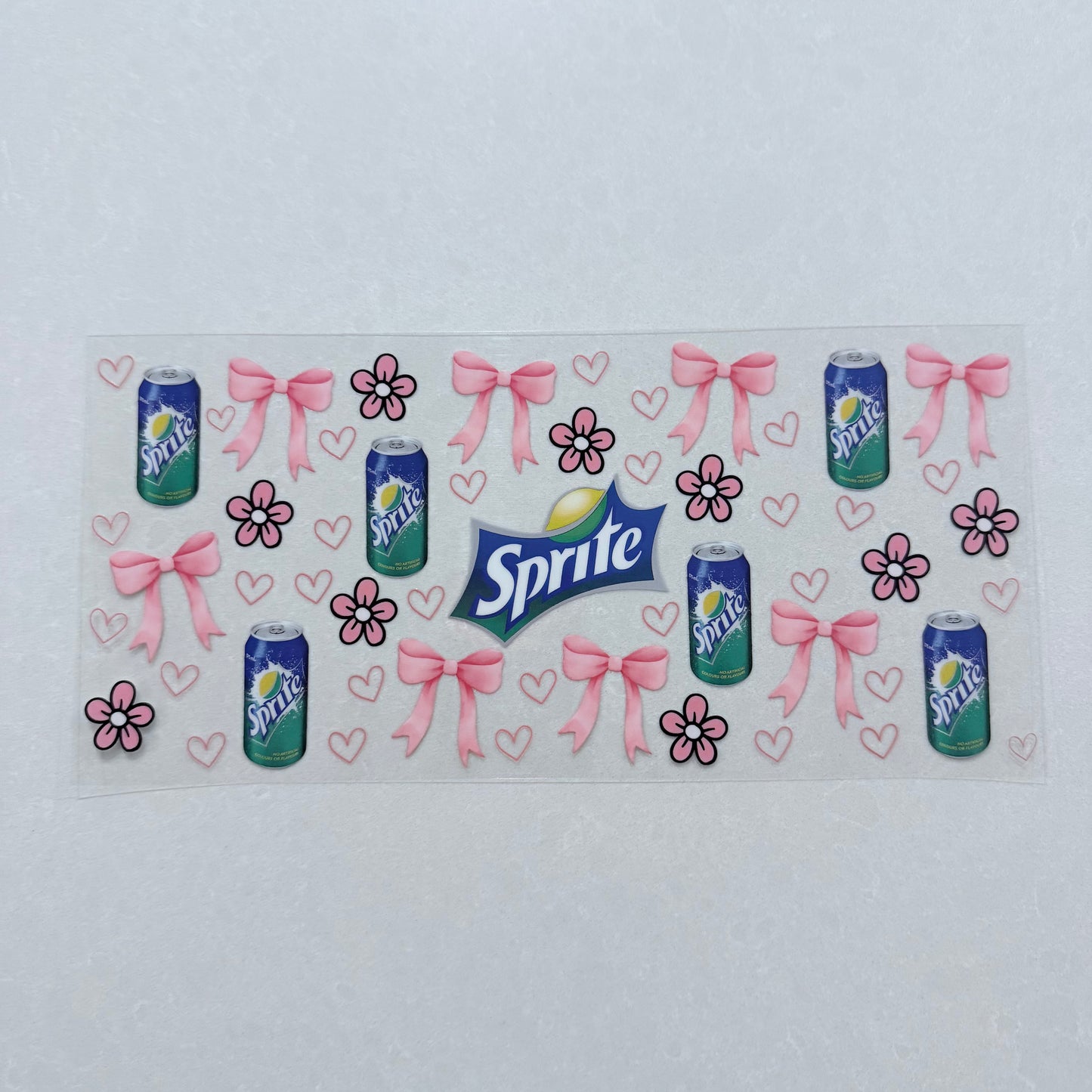 Single Sided UV DTF Wrap 16oz Tumbler Transfer (24cm x 11cm) sprite pink bows