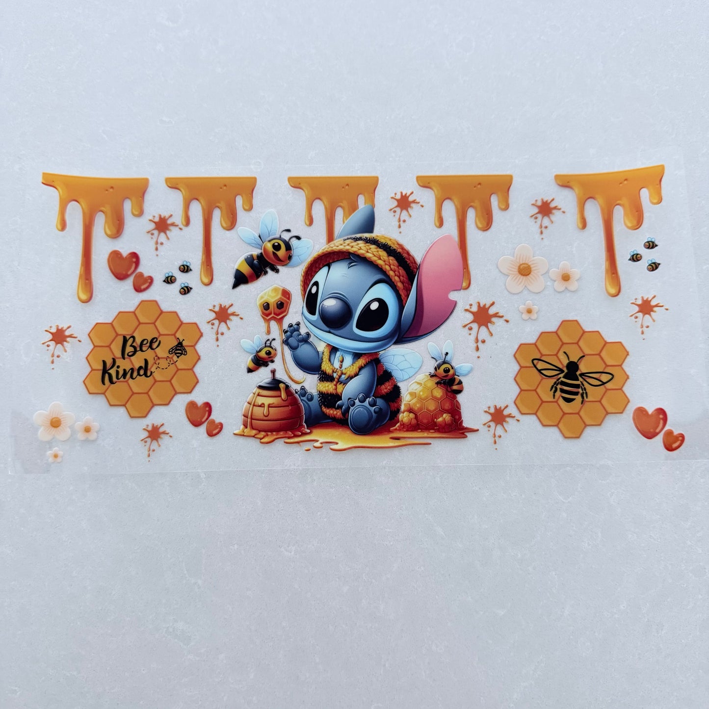 Single Sided UV DTF Wrap 16oz Tumbler Transfer (24cm x 11cm) blue alien be kind