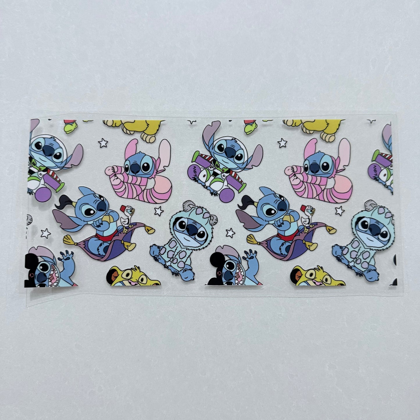 Single Sided UV DTF Wrap 16oz Tumbler Transfer (24cm x 11cm) blue alien magic carpet, to infinity