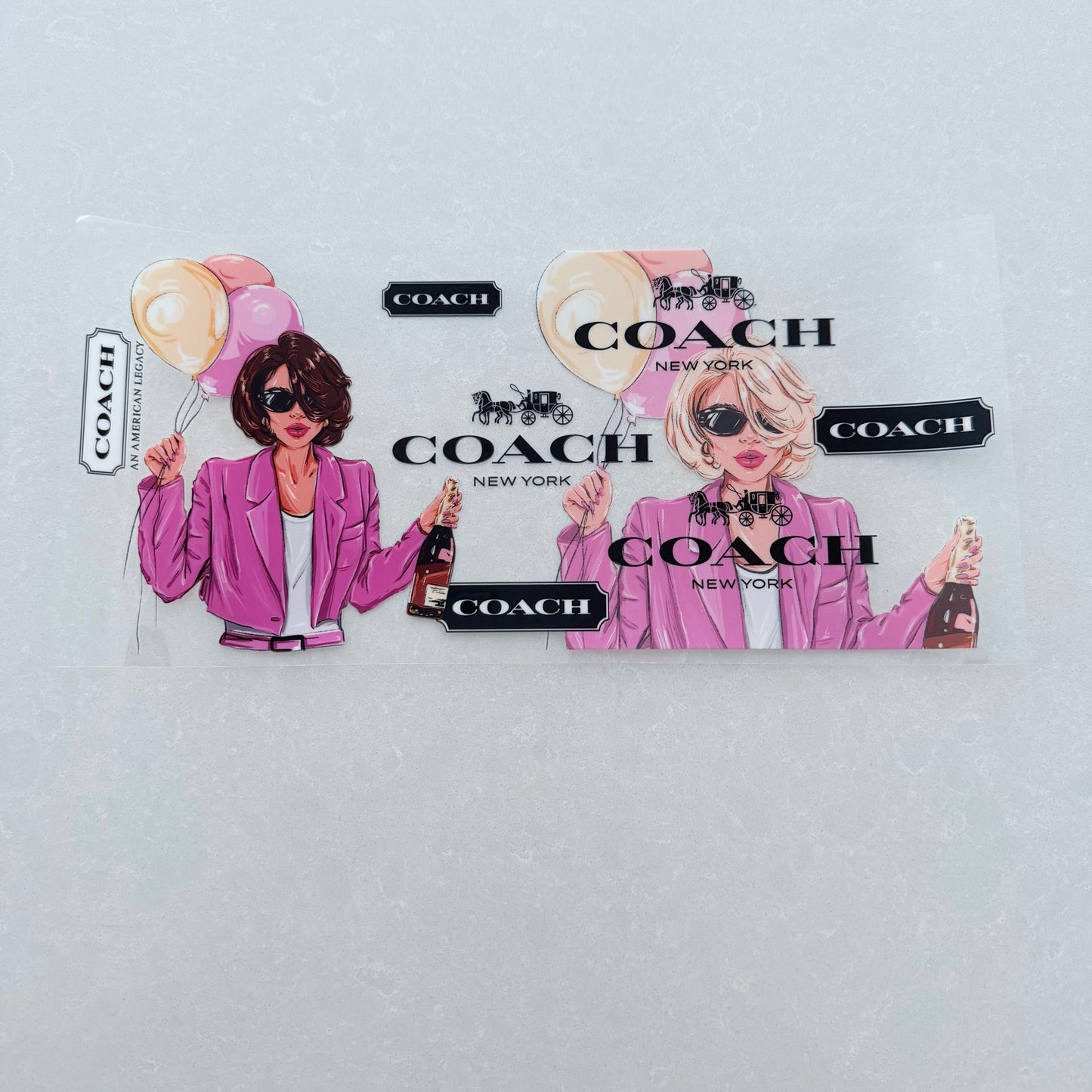 Single Sided UV DTF Wrap 16oz Tumbler Transfer (24cm x 11cm) designer 1 pink jacket