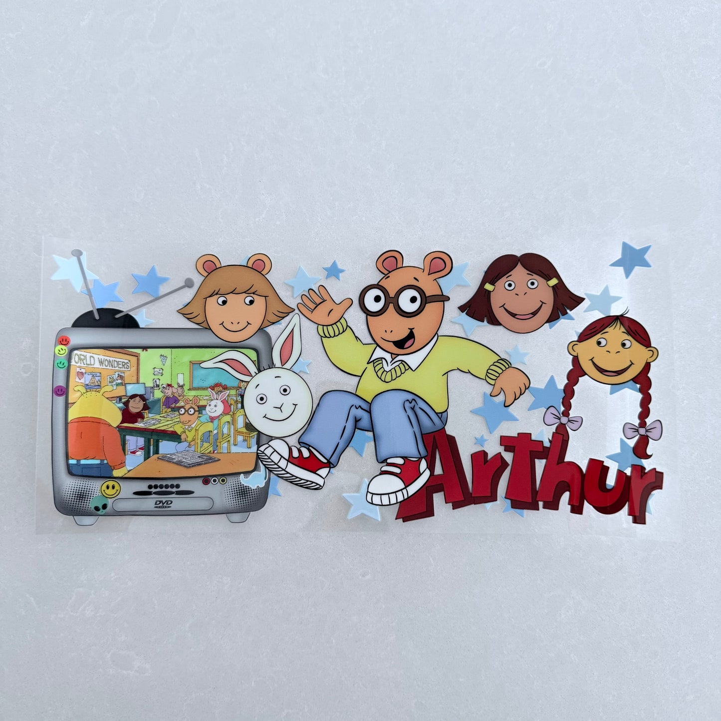 Single Sided UV DTF Wrap 16oz Tumbler Transfer (24cm x 11cm) 90s DW & Arthur TV