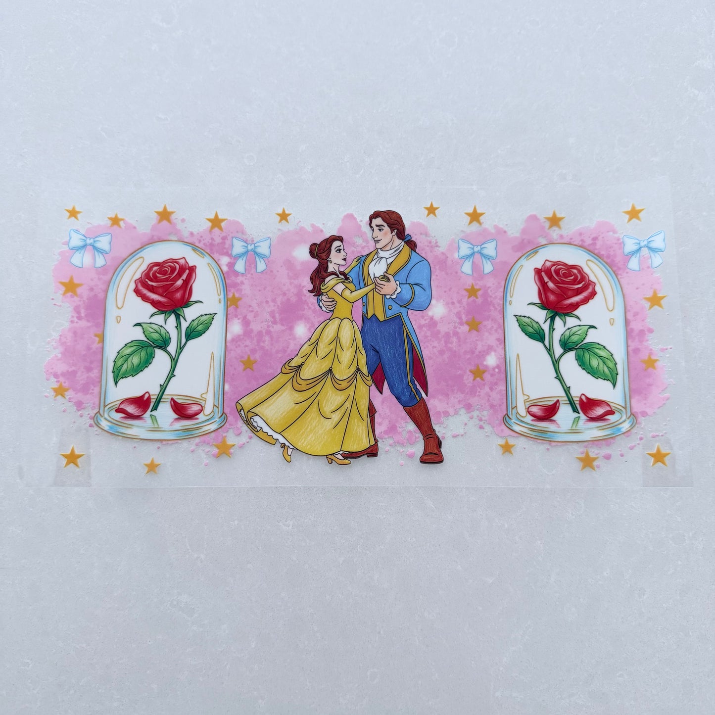 Single Sided UV DTF Wrap 16oz Tumbler Transfer (24cm x 11cm) beast and beauty rose