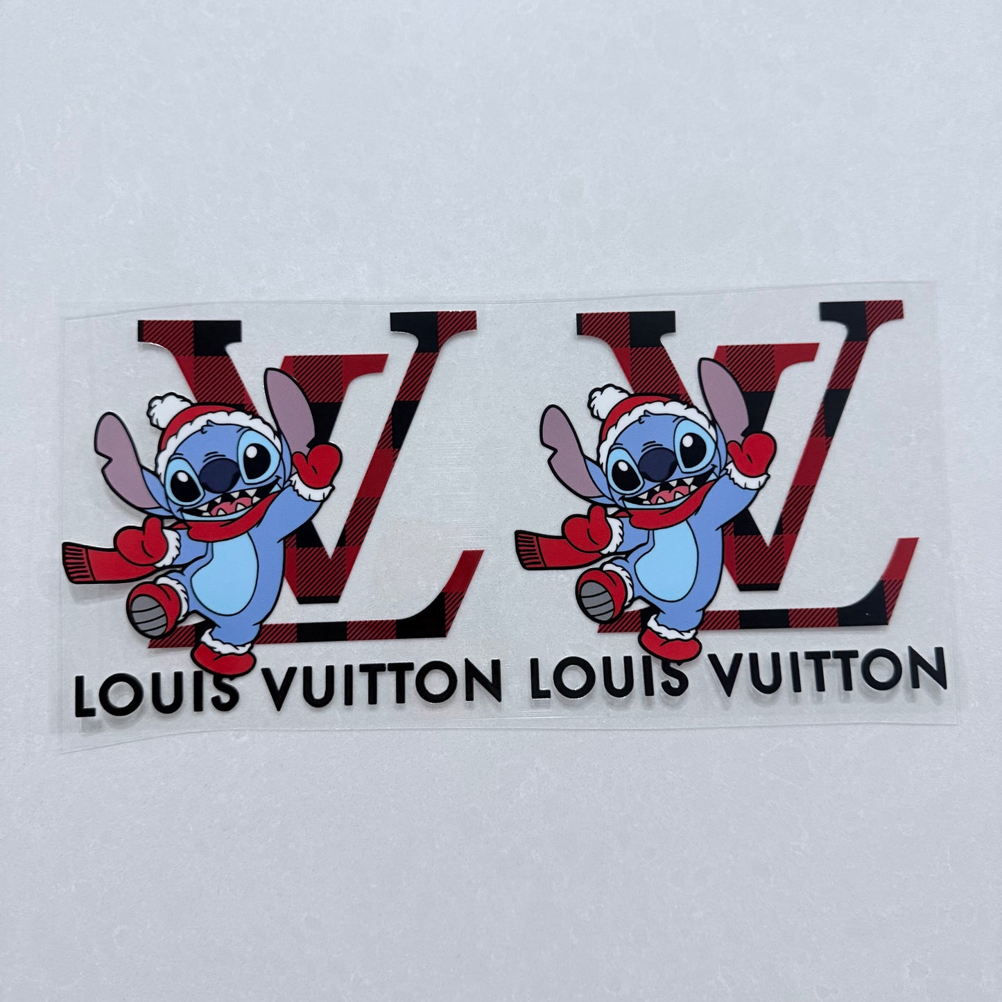 Single Sided UV DTF Wrap 16oz Tumbler Transfer (24cm x 11cm) designer blue alien Christmas lv