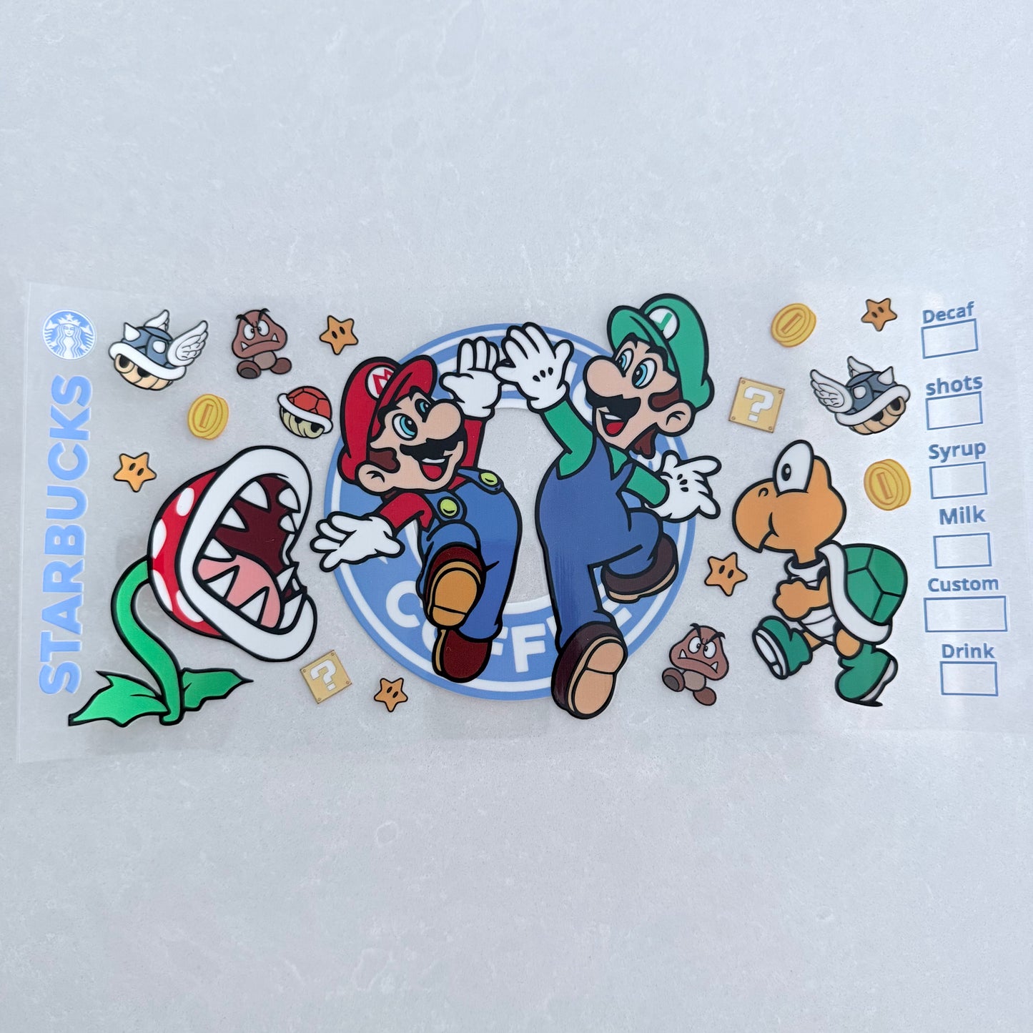 Single Sided UV DTF Wrap 16oz Tumbler Transfer (24cm x 11cm) super M brothers