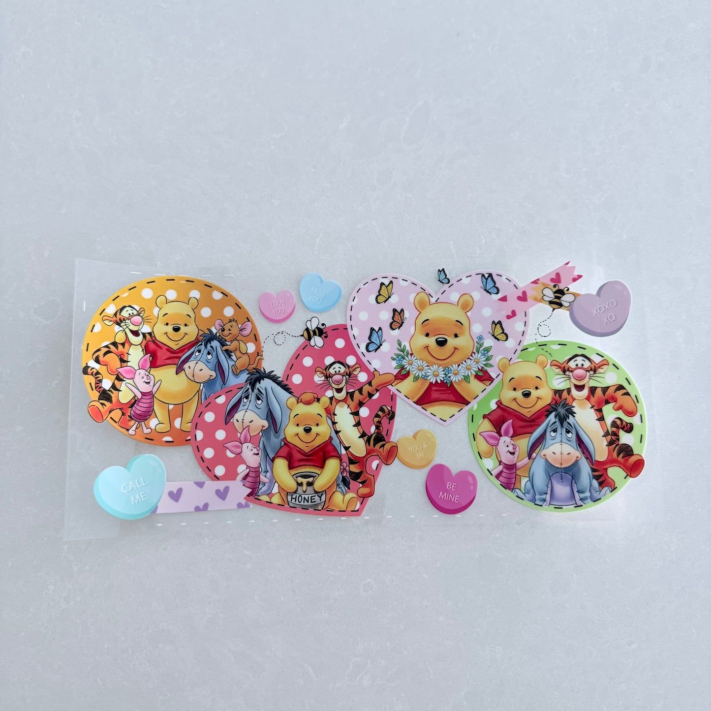 Single Sided UV DTF Wrap 16oz Tumbler Transfer (24cm x 11cm) be mine honey bear and friends group