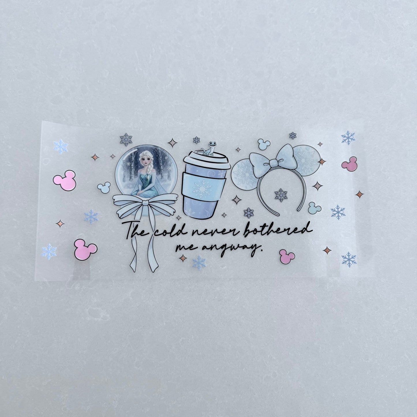 Single Sided UV DTF Wrap 16oz Tumbler Transfer (24cm x 11cm) snowflake princess