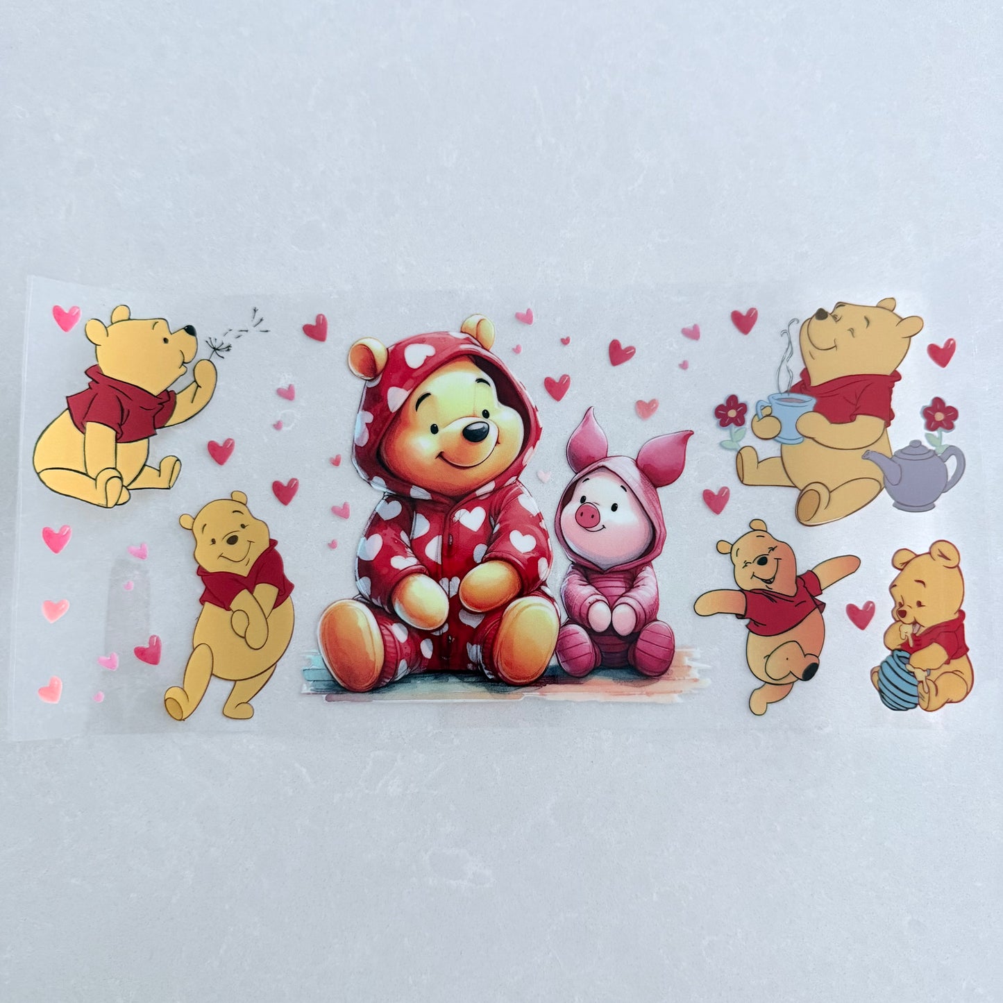 Single Sided UV DTF Wrap 16oz Tumbler Transfer (24cm x 11cm) honey bear and friends love