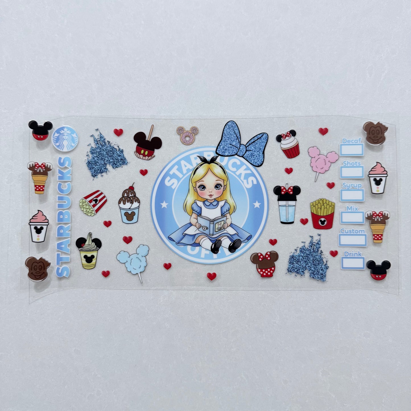 Single Sided UV DTF Wrap 16oz Tumbler Transfer (24cm x 11cm) starbies princess snacks