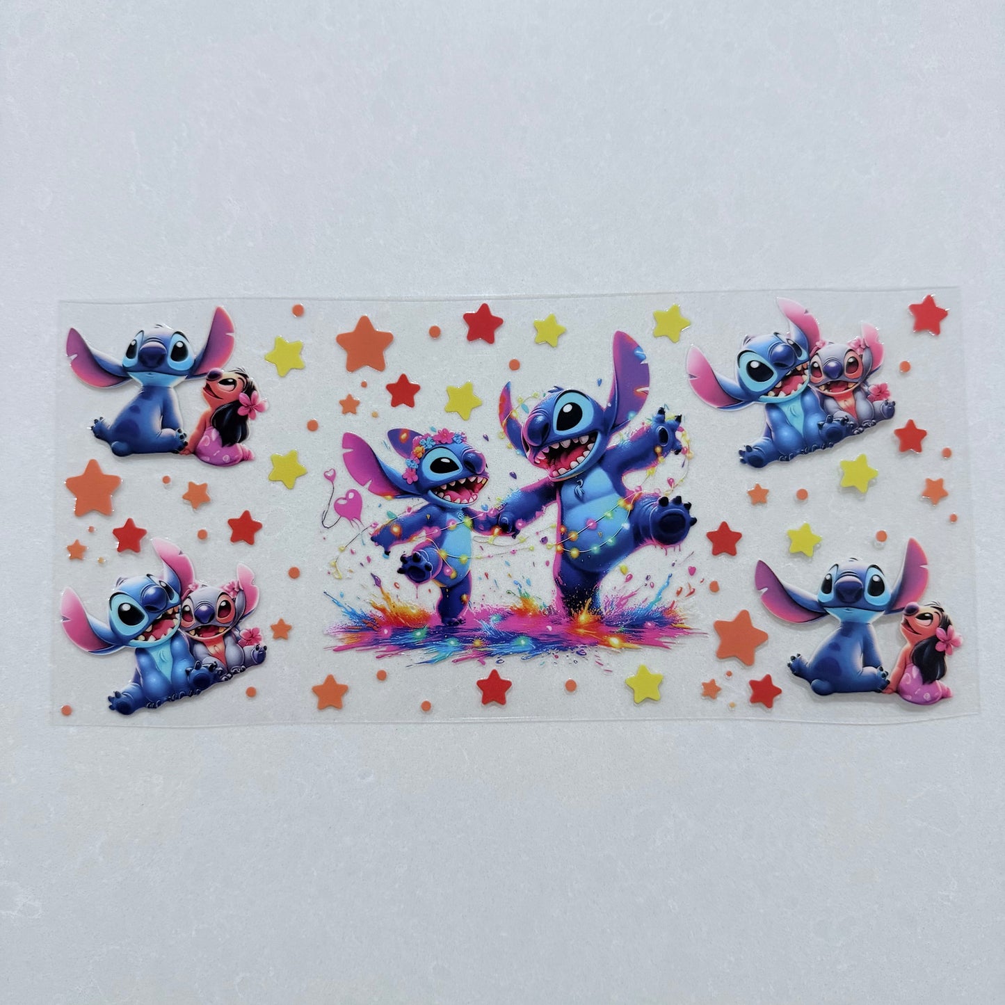 Single Sided UV DTF Wrap 16oz Tumbler Transfer (24cm x 11cm) blue alien string lights