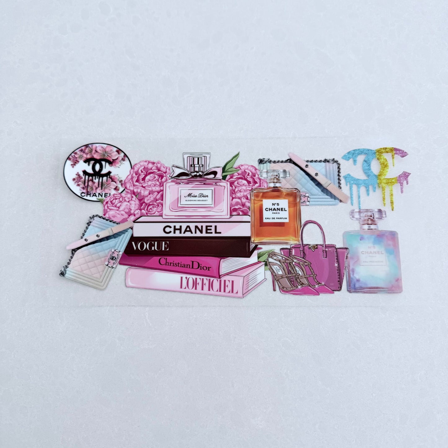 Double Sided UVDTF Wrap | 16oz Tumbler Transfer | 24cm x 11cm | Designer 50