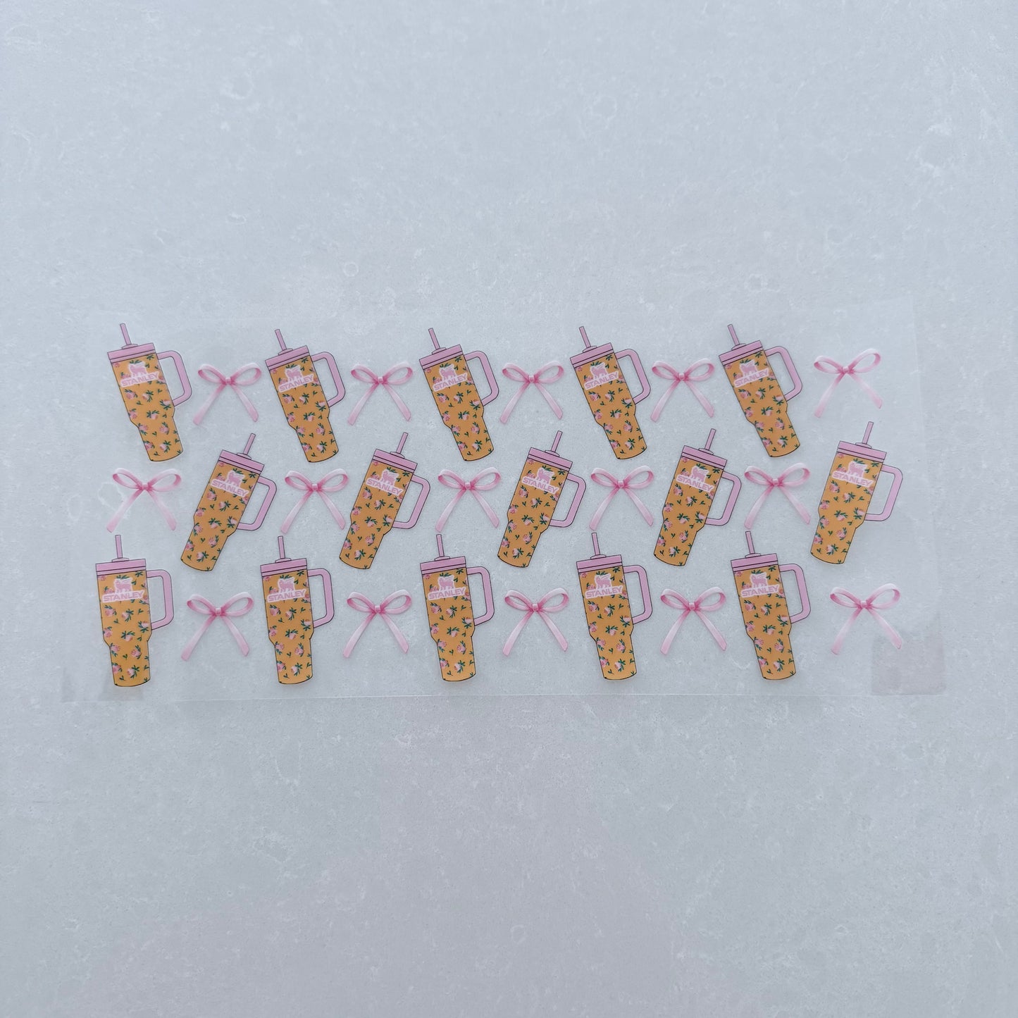 Single Sided UV DTF Wrap 16oz Tumbler Transfer (24cm x 11cm) tumbler flowers orange