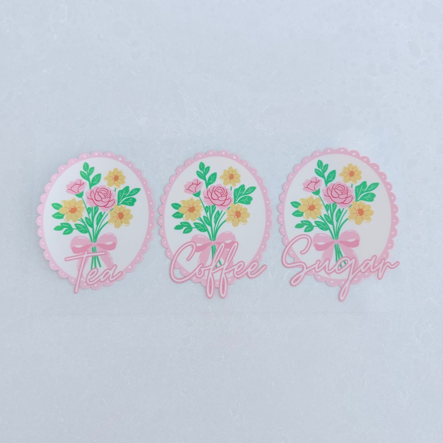 Tea, Coffee & Sugar Canister | UVDTF Wrap Set | Design 7