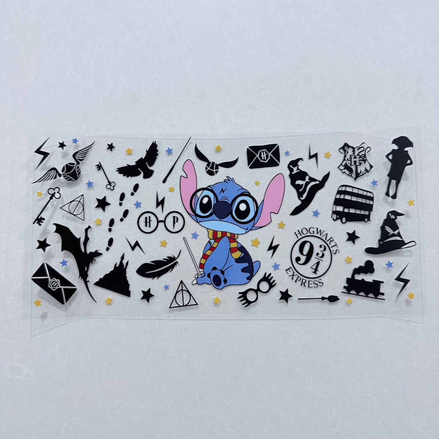 Single Sided UV DTF Wrap 16oz Tumbler Transfer (24cm x 11cm) blue alien HP