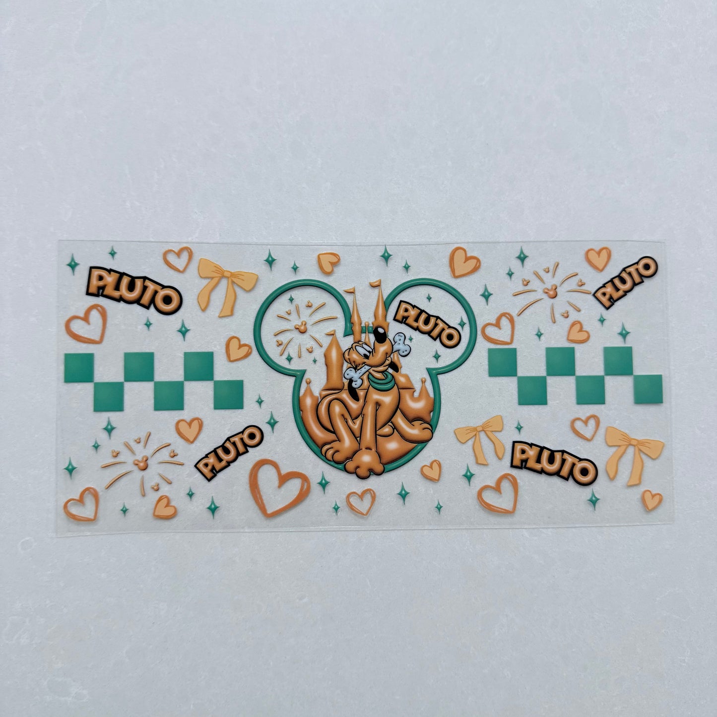 Single Sided UV DTF Wrap 16oz Tumbler Transfer (24cm x 11cm) orange dog bunny ears