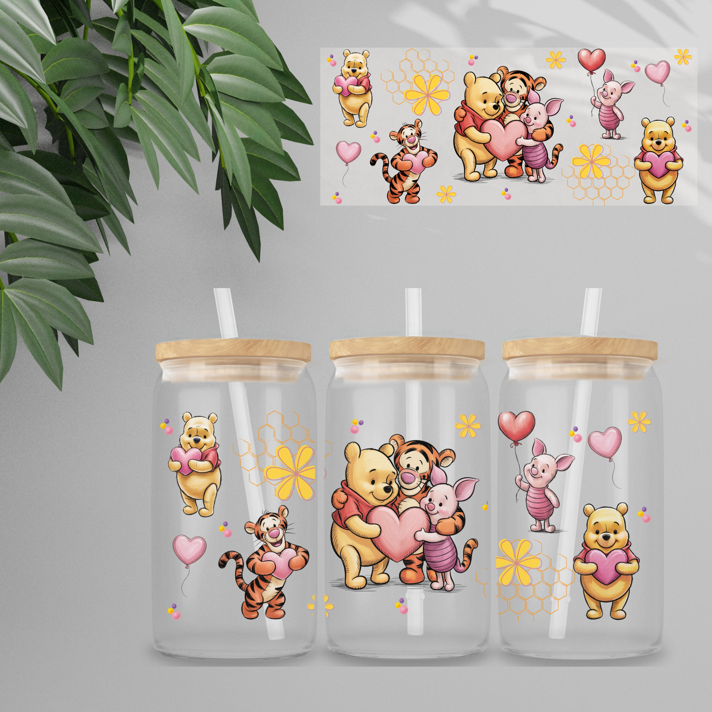 Double Sided UVDTF Wrap | 16oz Tumbler Transfer | 24cm x 11cm | Honey Bear & Friends | 11