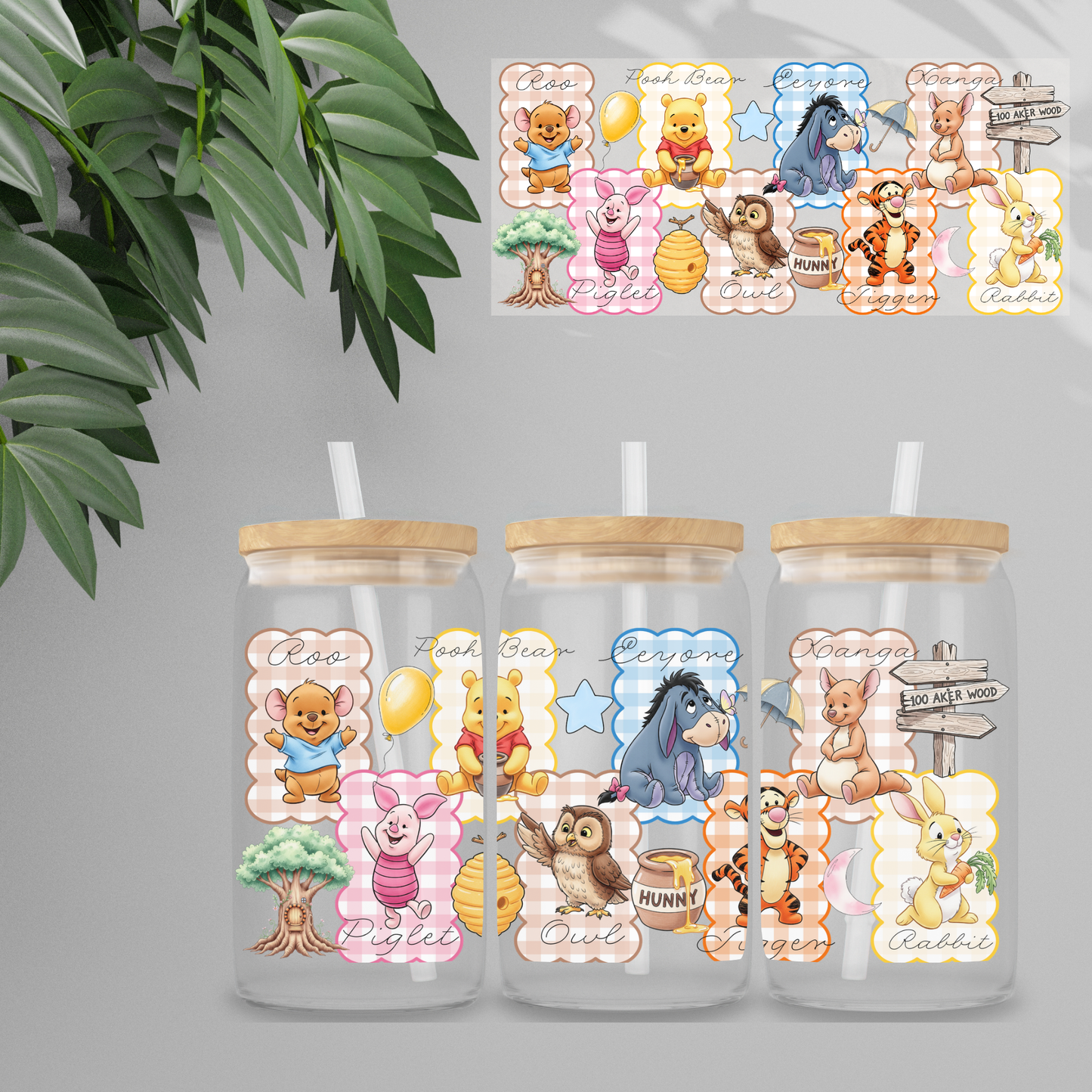 Double Sided UVDTF Wrap | 16oz Tumbler Transfer | 24cm x 11cm | Honey Bear & Friends | 15