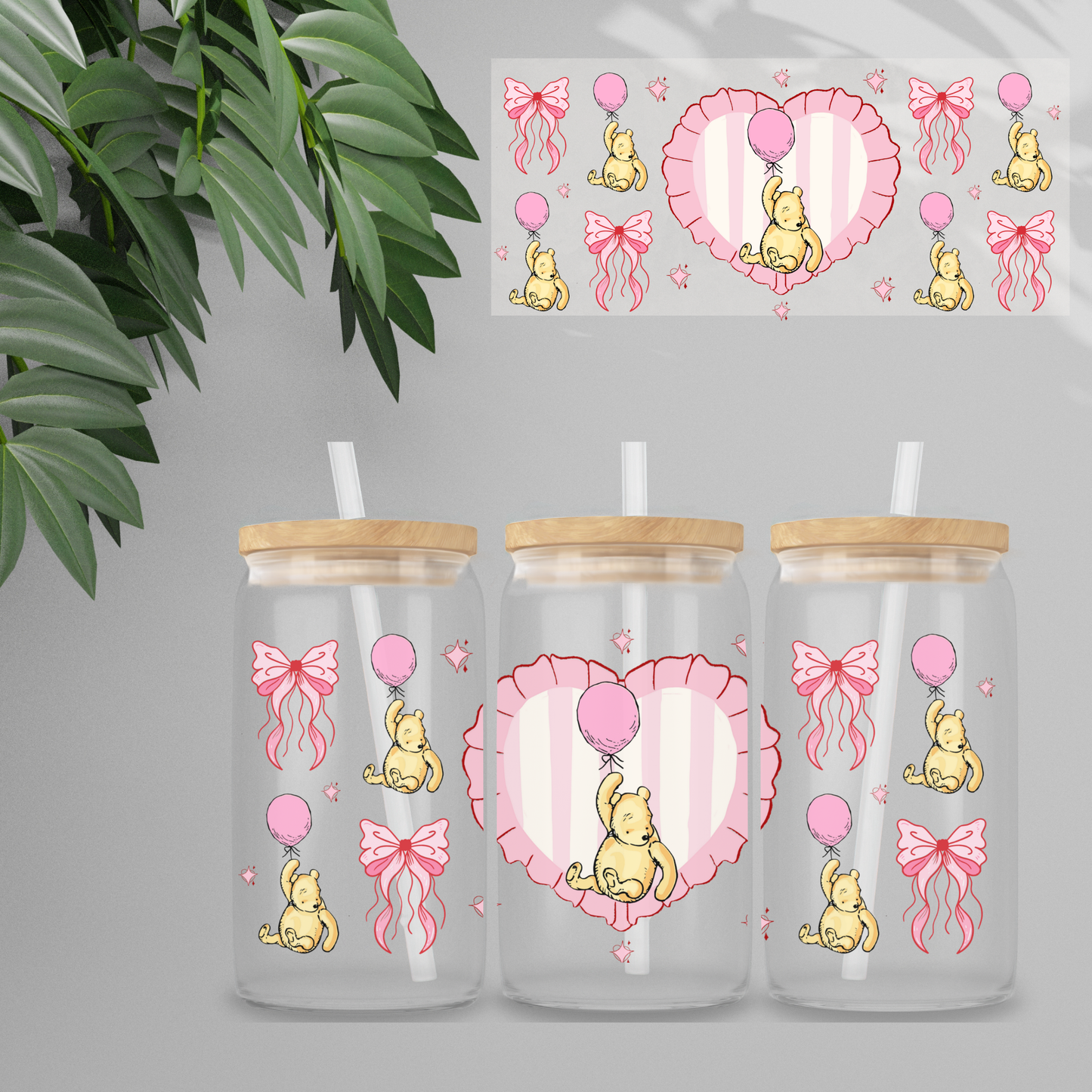 Double Sided UVDTF Wrap | 16oz Tumbler Transfer | 24cm x 11cm | Honey Bear & Friends | 31