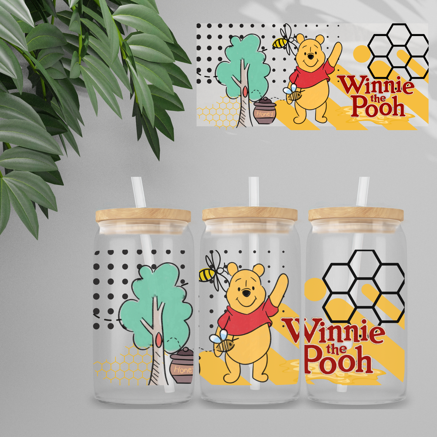 Double Sided UVDTF Wrap | 16oz Tumbler Transfer | 24cm x 11cm | Honey Bear & Friends | 20