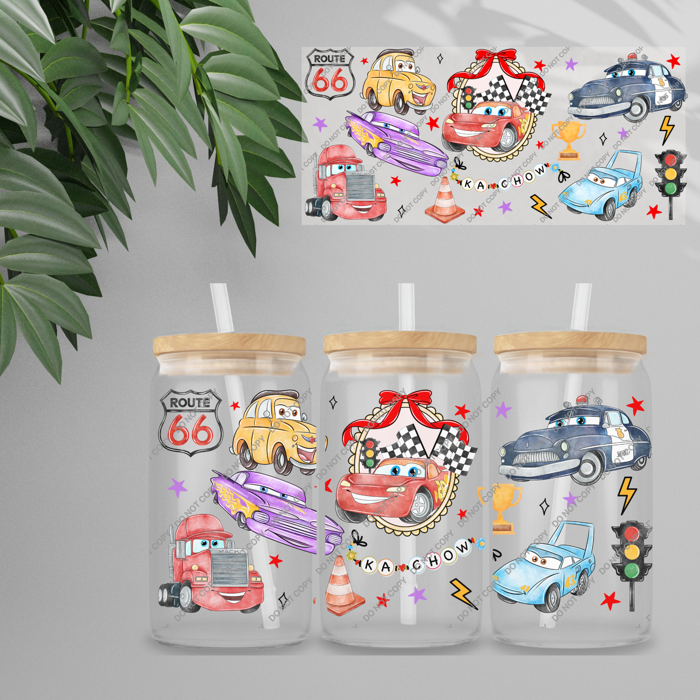 Double Sided UVDTF Wrap | 16oz Tumbler Transfer | 24cm x 11cm | characters 40