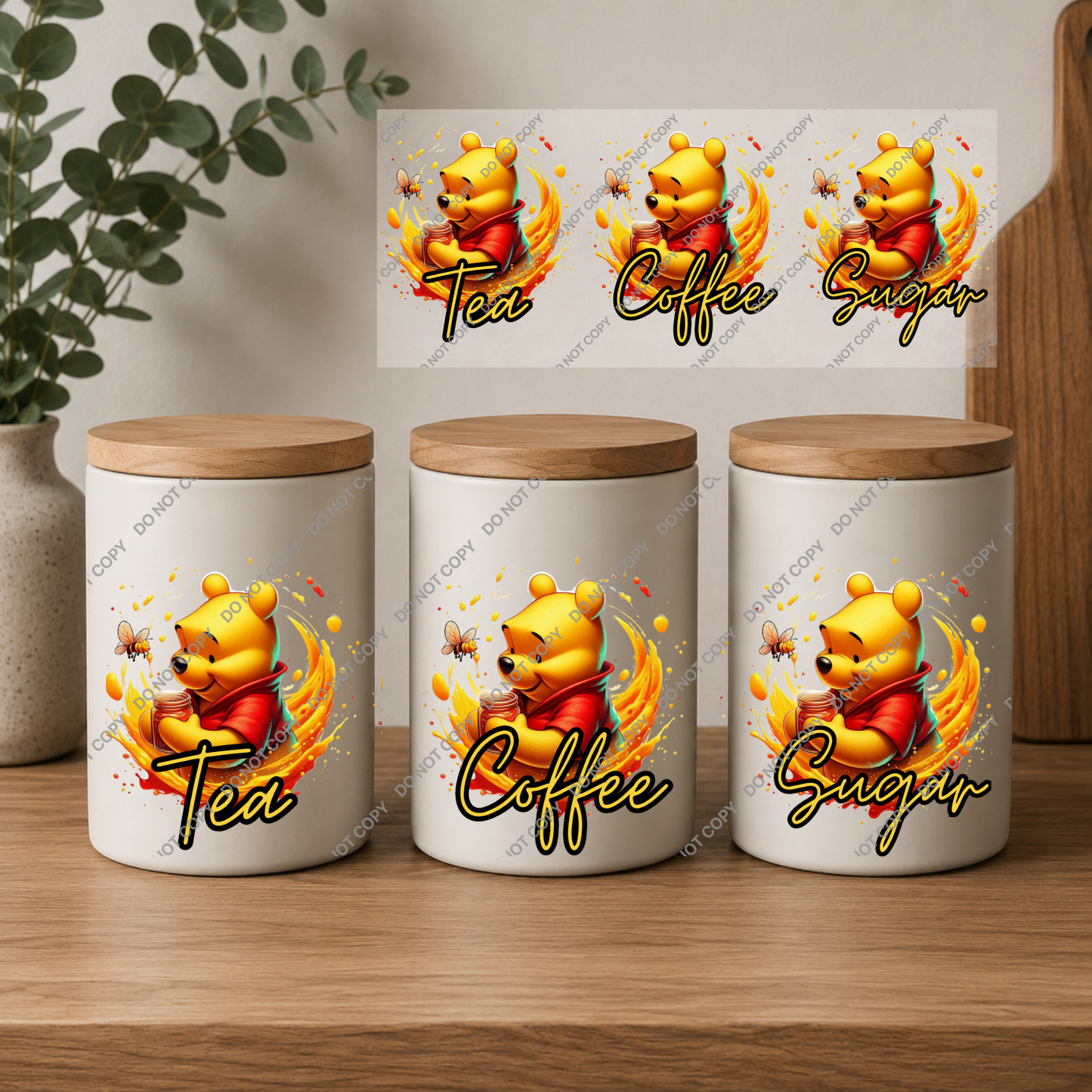 Tea, Coffee & Sugar Canister | UVDTF Wrap Set | Design 10