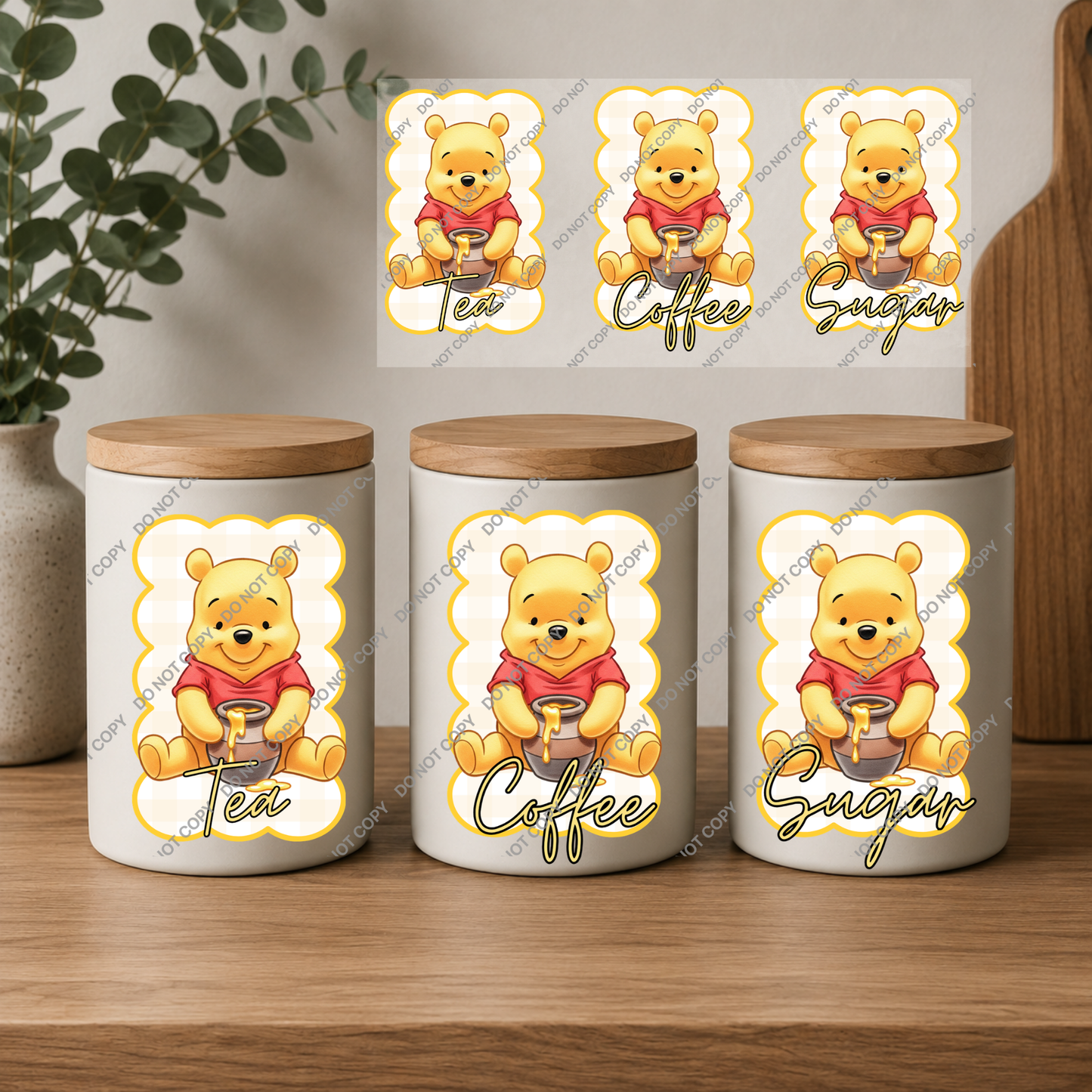Tea, Coffee & Sugar Canister | UVDTF Wrap Set | Design 1