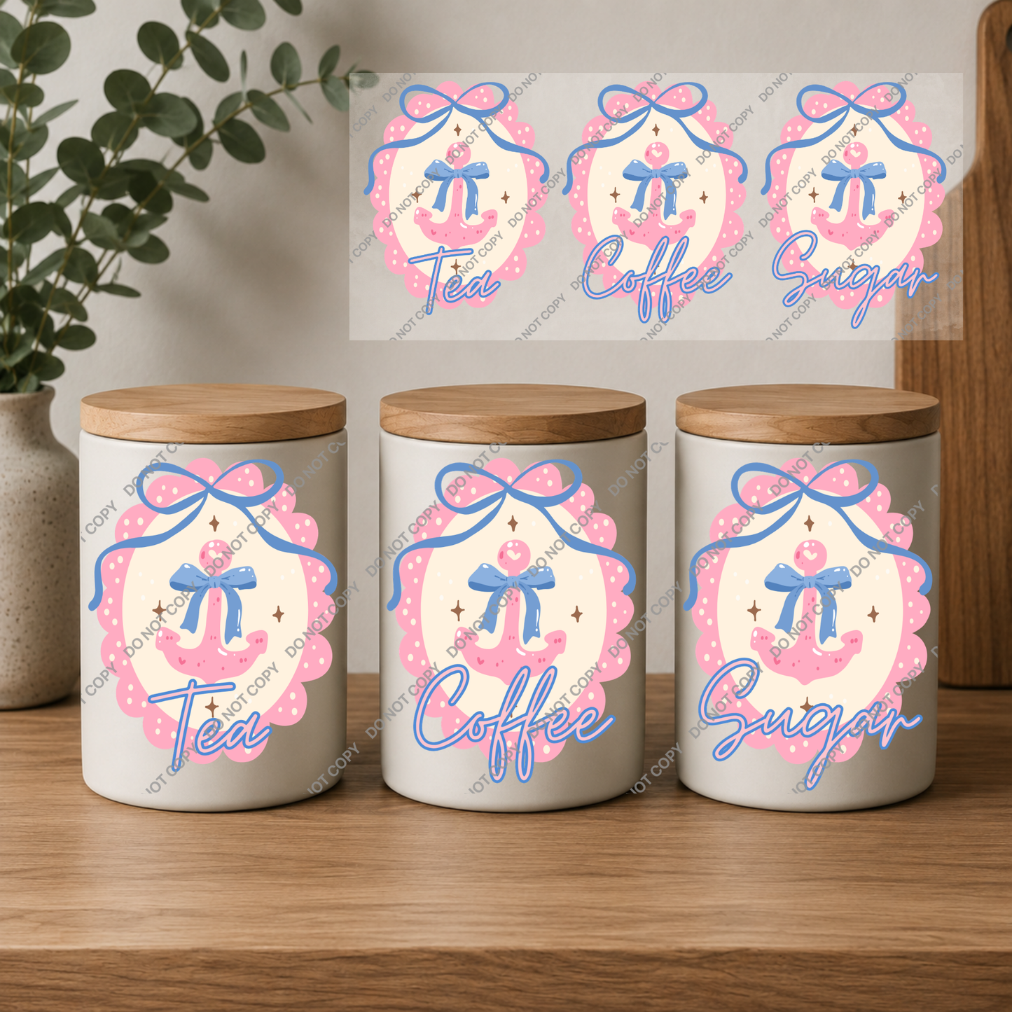 Tea, Coffee & Sugar Canister | UVDTF Wrap Set | Design 11