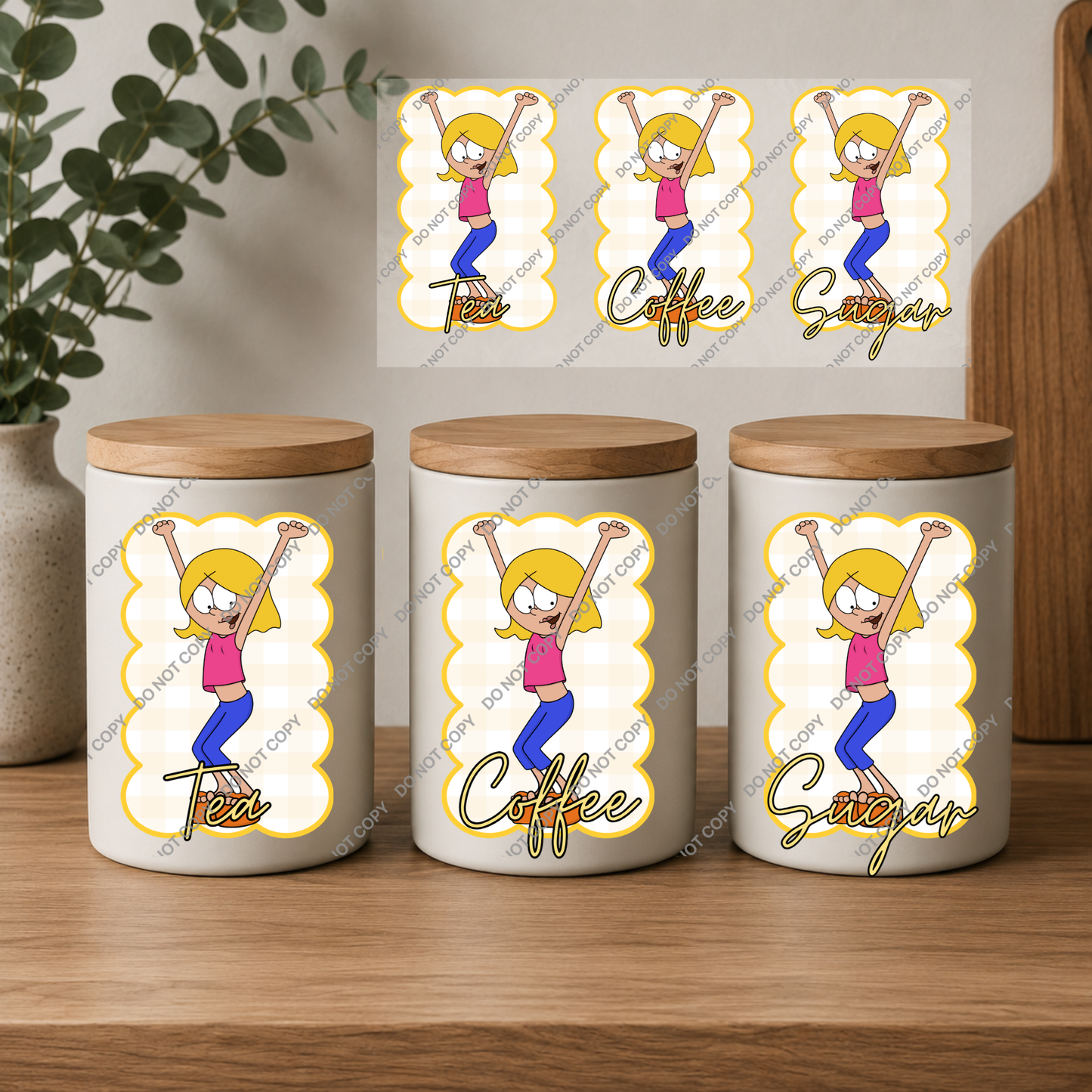 Tea, Coffee & Sugar Canister | UVDTF Wrap Set | Design 4