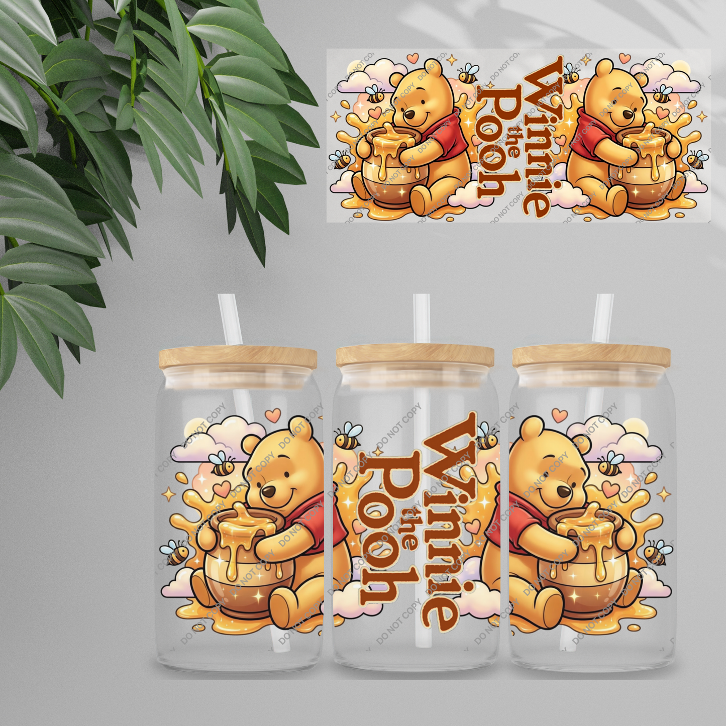 Double Sided UVDTF Wrap | 16oz Tumbler Transfer | 24cm x 11cm | Honey Bear & Friends | 116
