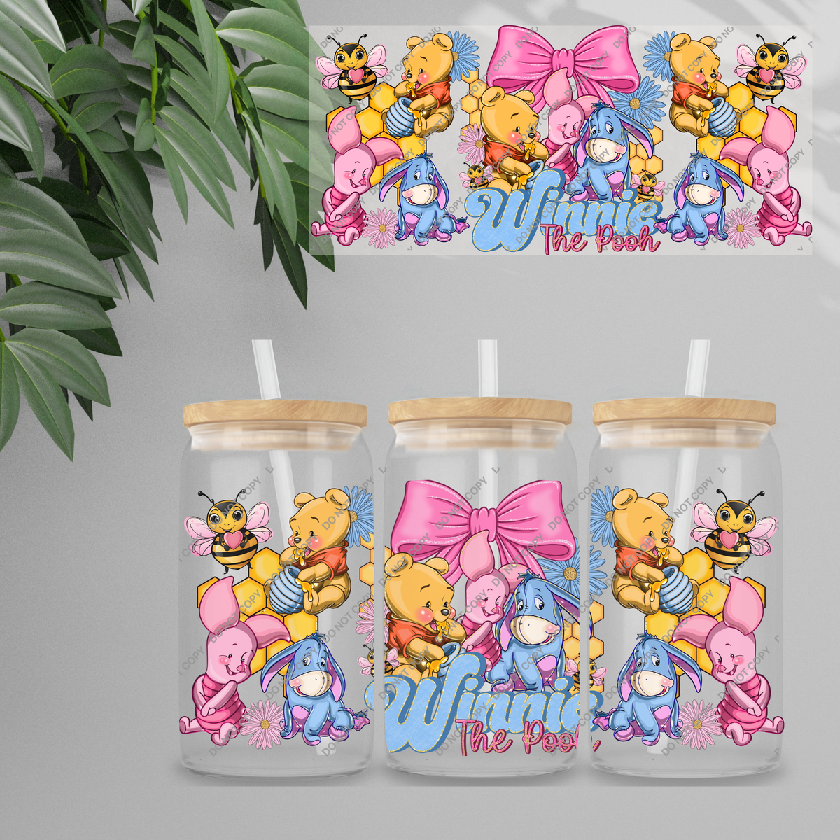 Double Sided UVDTF Wrap | 16oz Tumbler Transfer | 24cm x 11cm | Honey Bear & Friends | 118