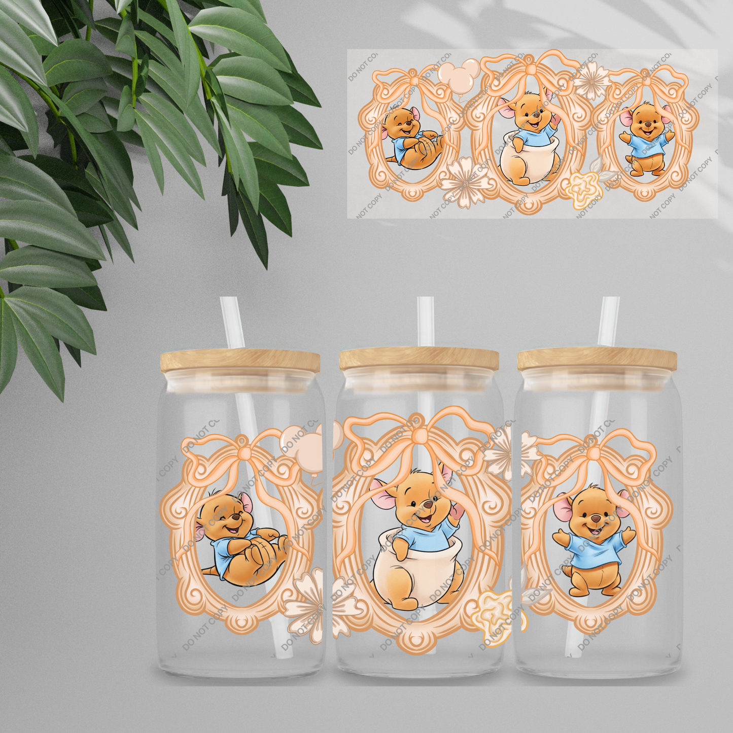 Double Sided UVDTF Wrap | 16oz Tumbler Transfer | 24cm x 11cm | Honey Bear & Friends | 125