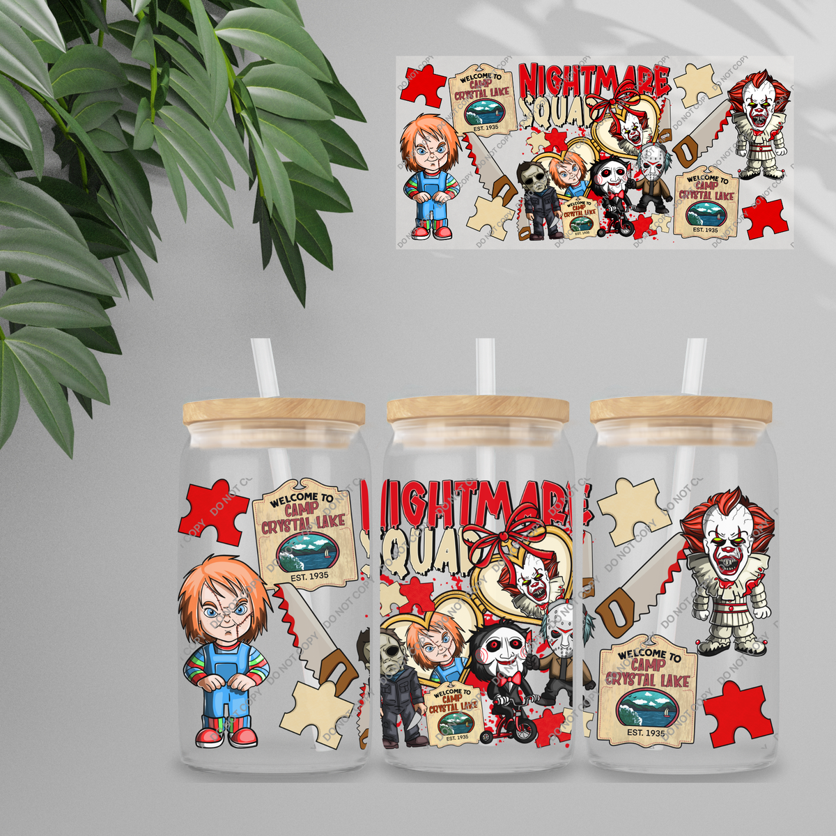 Double Sided UVDTF Wrap | 16oz Tumbler Transfer | 24cm x 11cm | characters 155