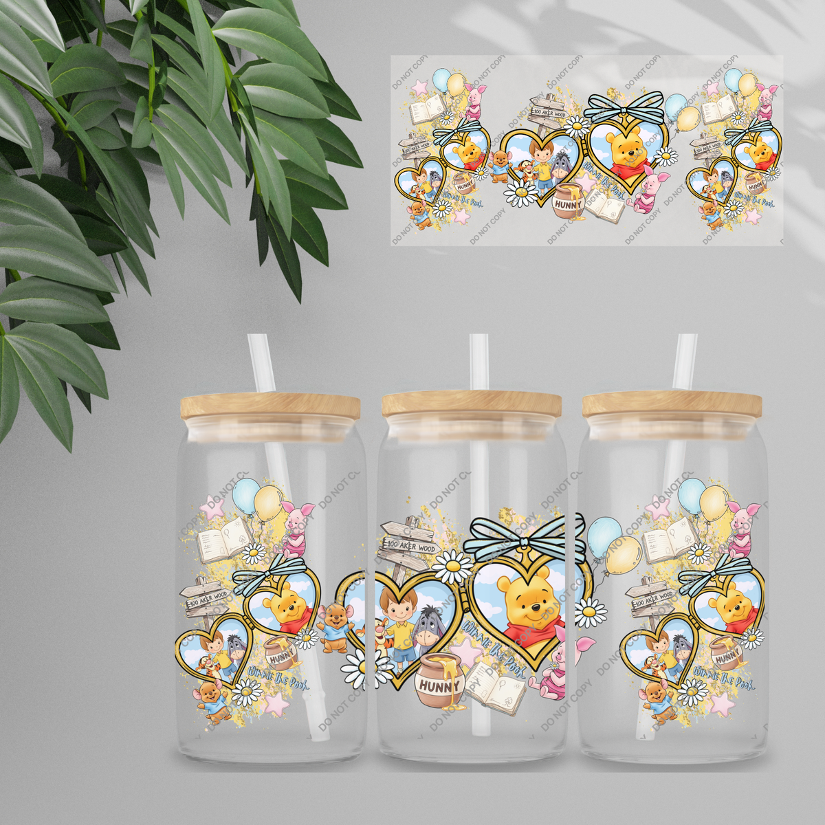 Double Sided UVDTF Wrap | 16oz Tumbler Transfer | 24cm x 11cm | Honey Bear & Friends | 127