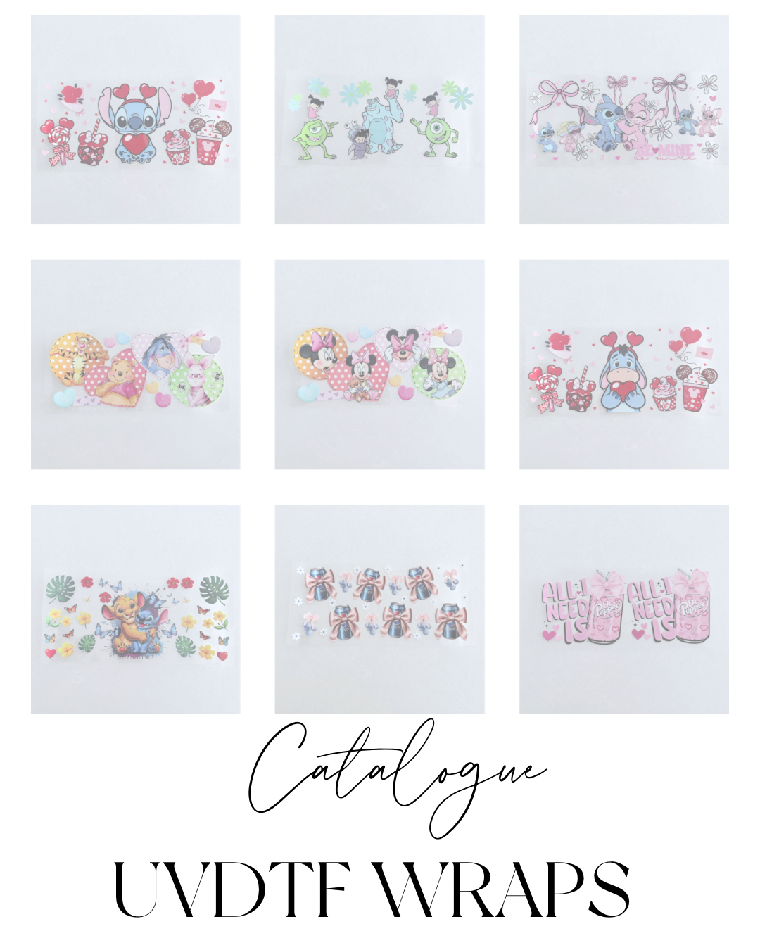 Premium Catalogue UVDTF Wraps | 16oz Tumbler Transfer | 24cm x 11cm