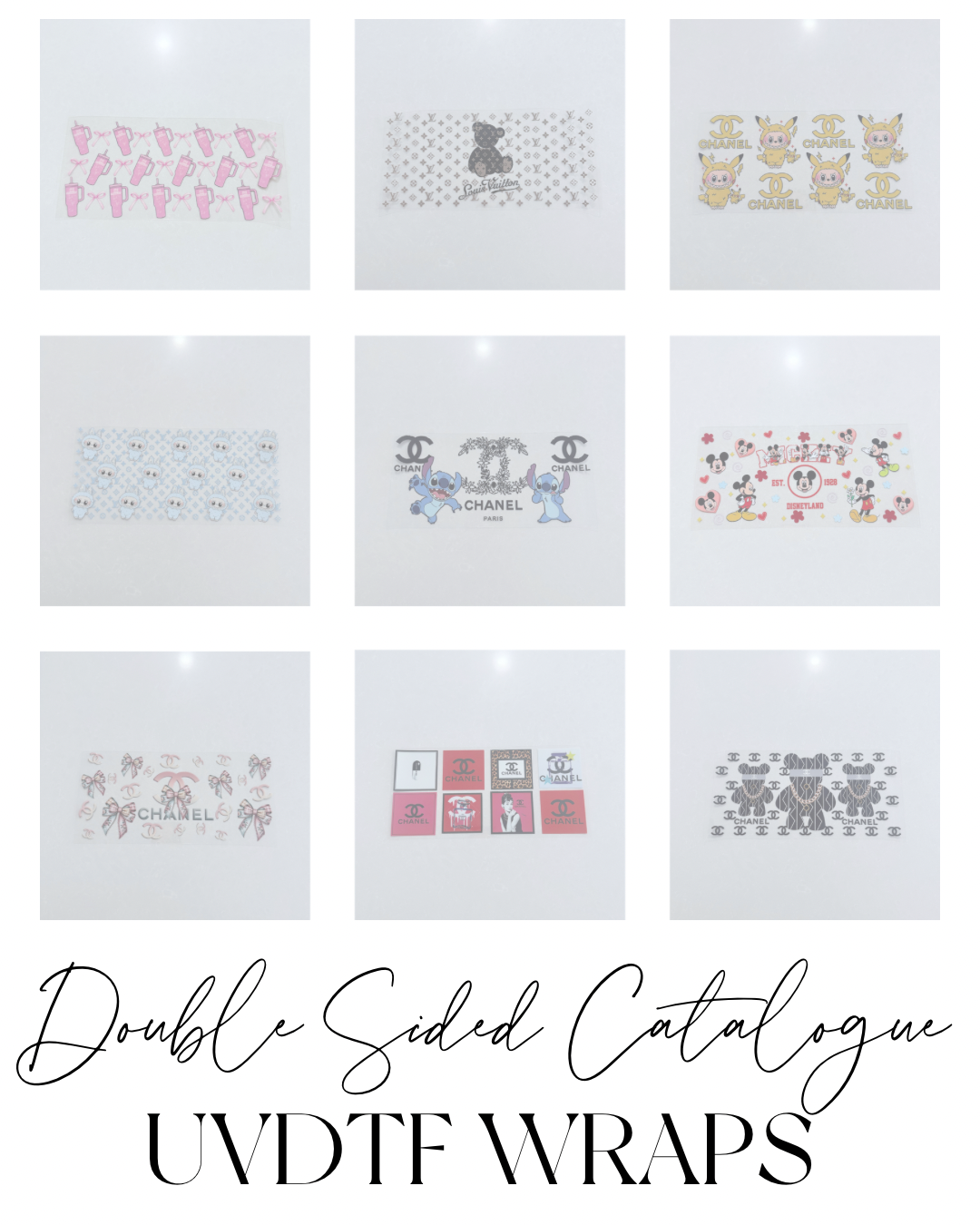 Premium Double-Sided Catalogue UVDTF Wraps | 16oz Tumblers | 24 x 11 cm