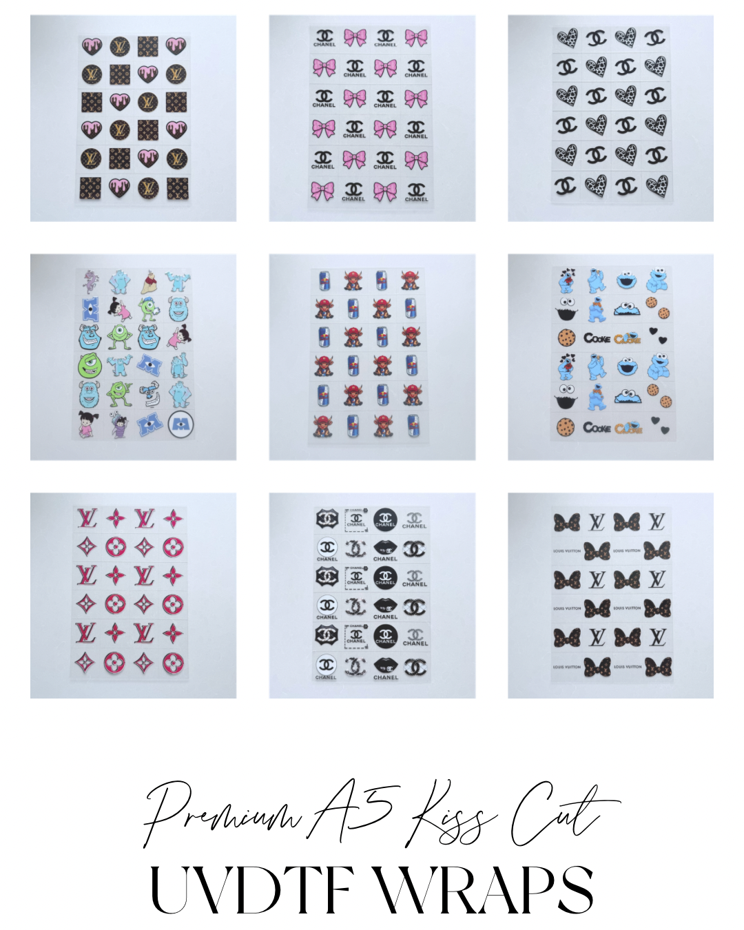 Premium A5 Kiss Cut UVDTF Wraps | A5 Transfer Sheet | Ready to Apply