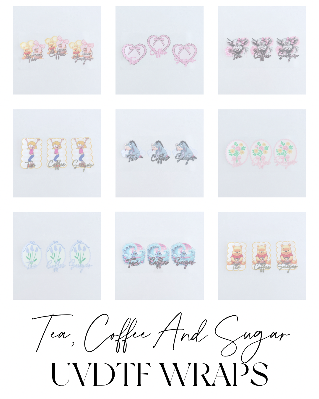 Premium Tea, Coffee, Sugar canister UVDTF wraps